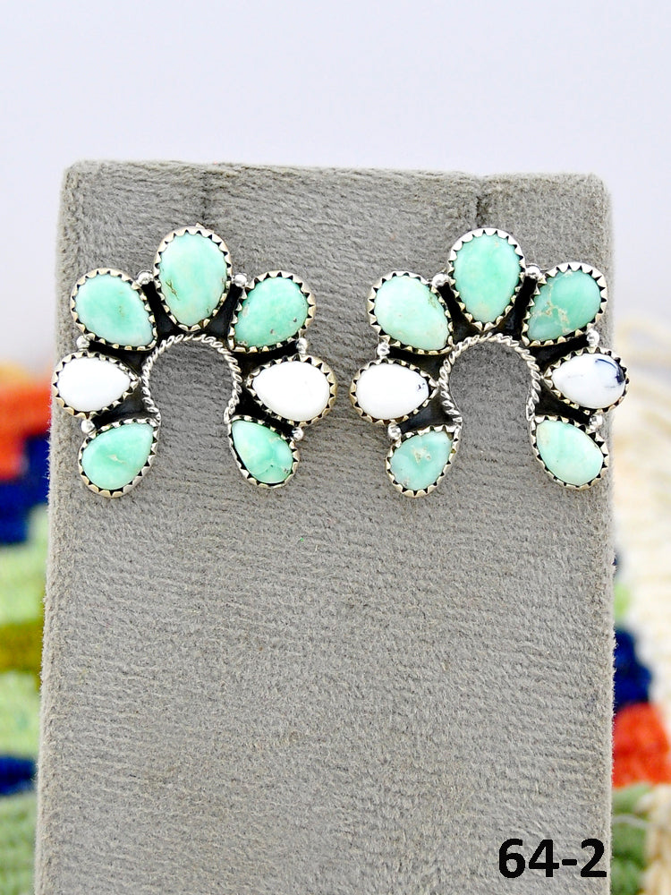Southwest Made Paloma with White Buffalo & Sterling Silver Post Earrings