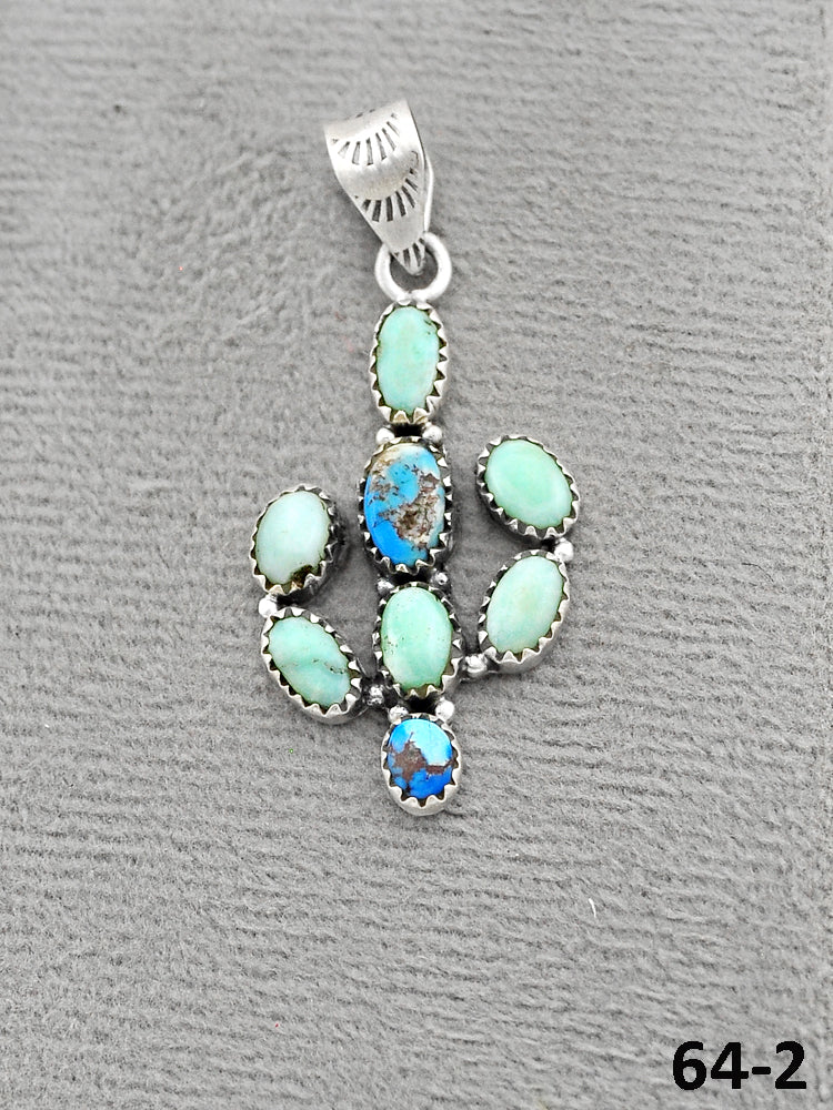 Southwest Handmade Paloma with Golden Hills Turquoise & Sterling Silver Pendants