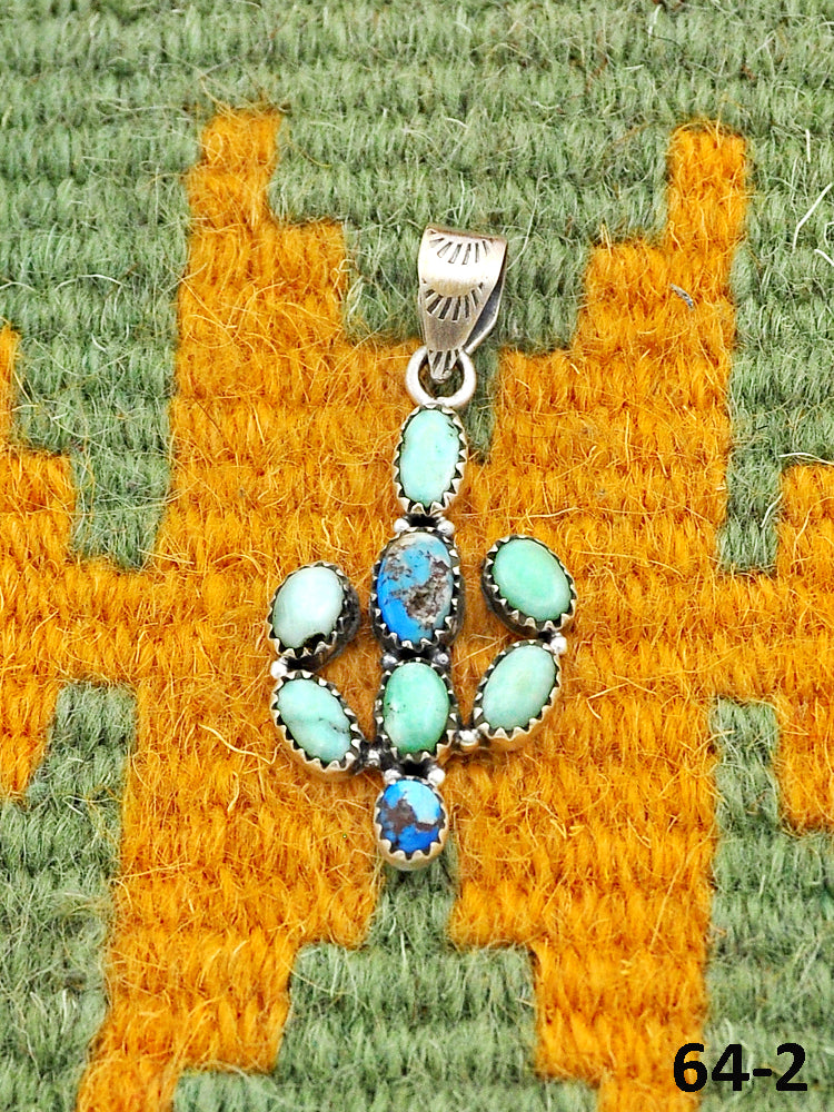 Southwest Handmade Paloma with Golden Hills Turquoise & Sterling Silver Pendants