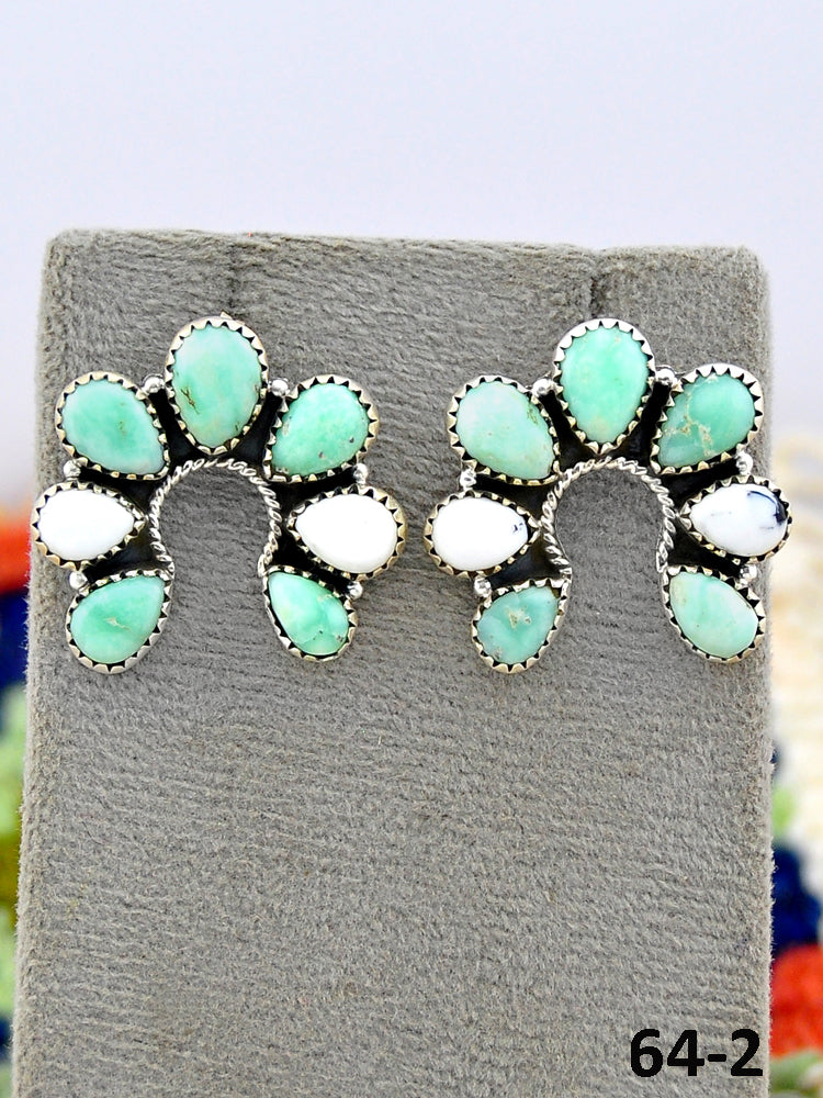 Southwest Made Paloma with White Buffalo & Sterling Silver Post Earrings