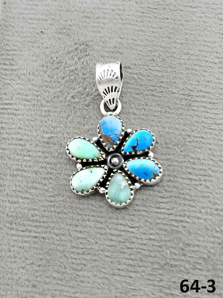 Southwest Handmade Paloma with Golden Hills Turquoise & Sterling Silver Pendants