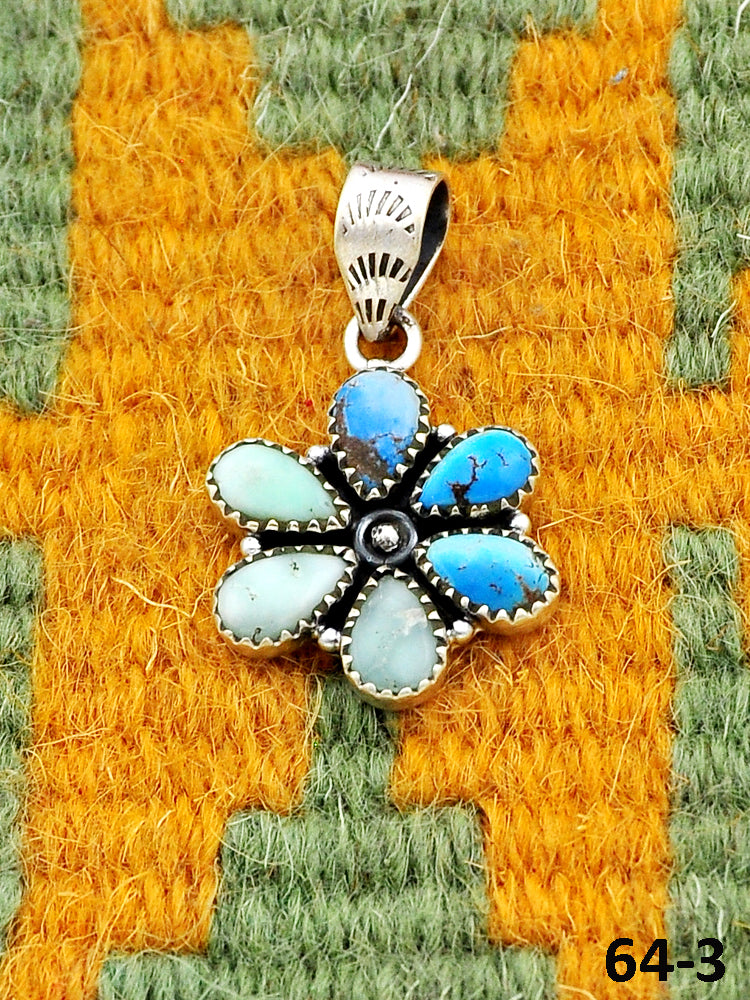 Southwest Handmade Paloma with Golden Hills Turquoise & Sterling Silver Pendants