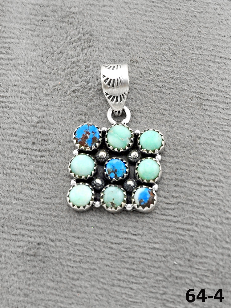 Southwest Handmade Paloma with Golden Hills Turquoise & Sterling Silver Pendants