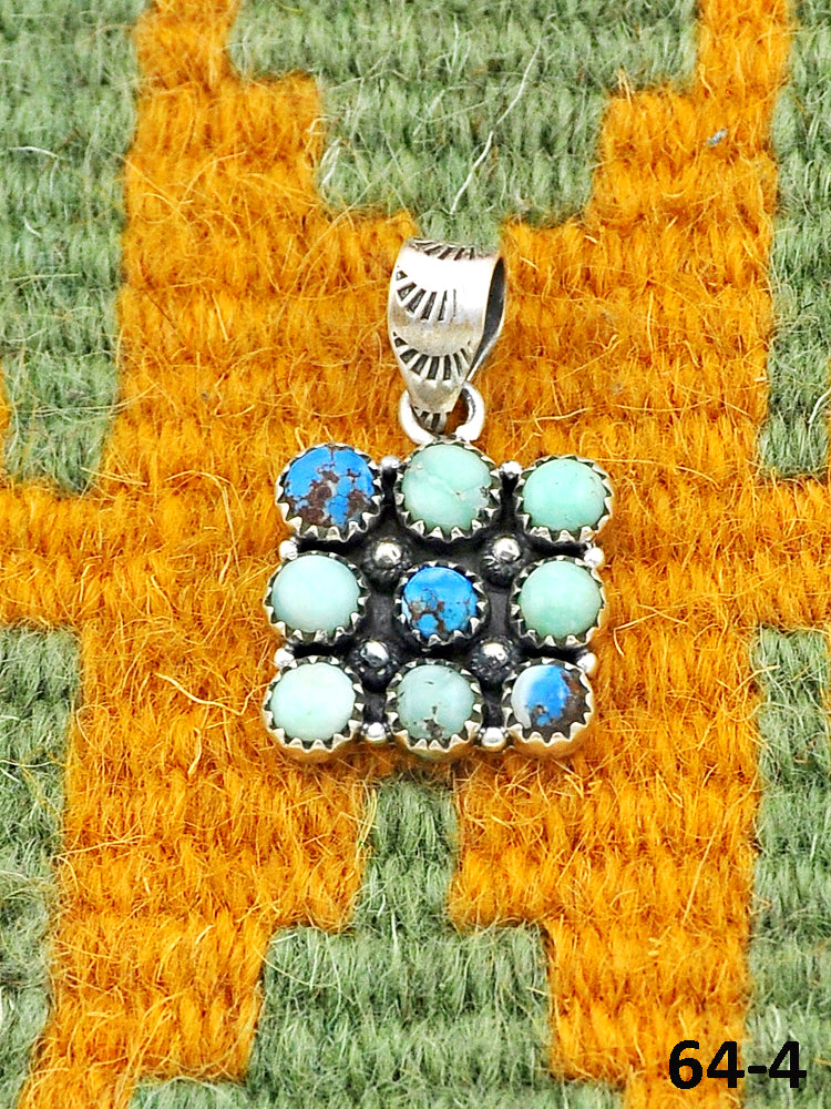 Southwest Handmade Paloma with Golden Hills Turquoise & Sterling Silver Pendants