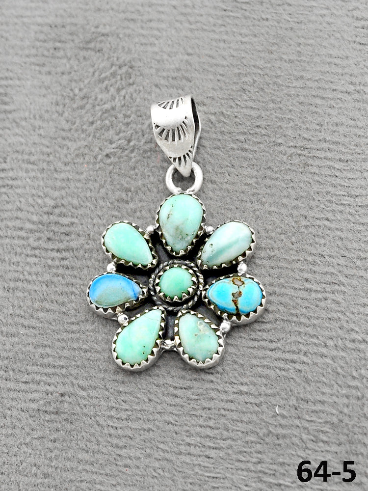 Southwest Handmade Paloma with Golden Hills Turquoise & Sterling Silver Pendants