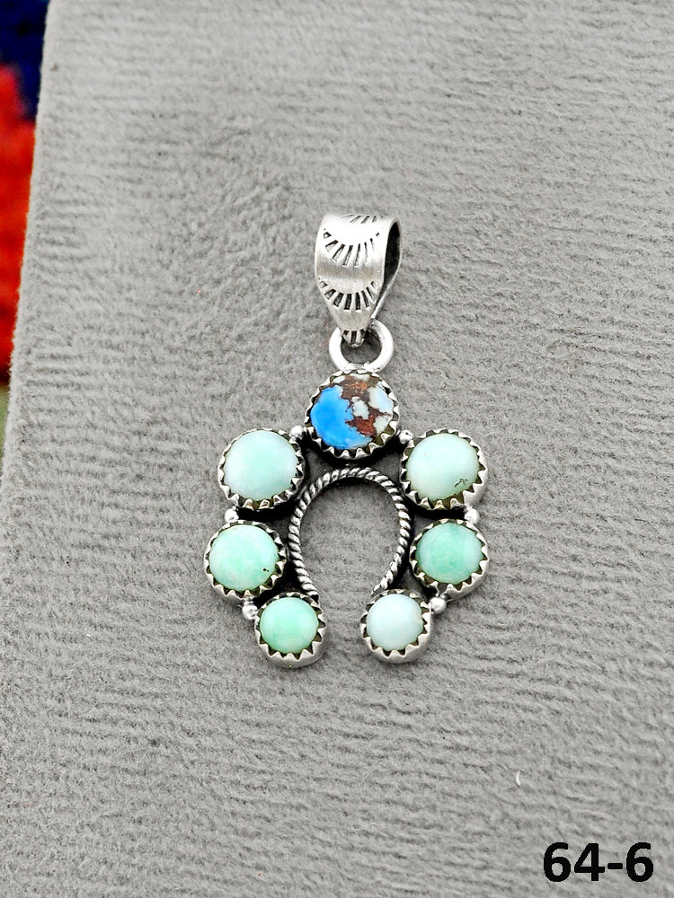 Southwest Handmade Paloma with Golden Hills Turquoise & Sterling Silver Pendants