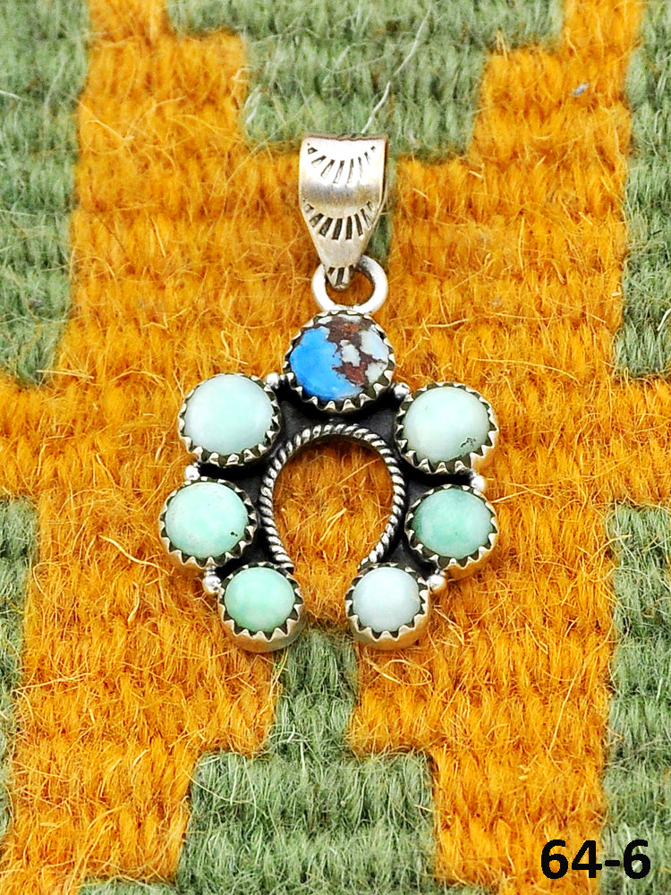 Southwest Handmade Paloma with Golden Hills Turquoise & Sterling Silver Pendants