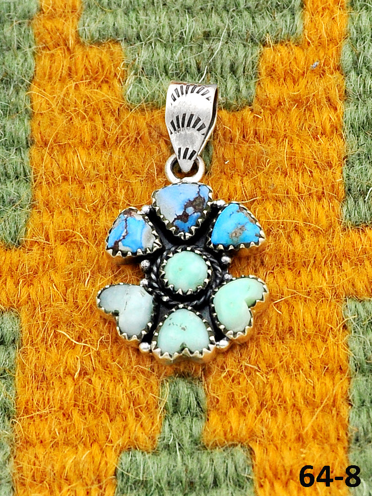 Southwest Handmade Paloma with Golden Hills Turquoise & Sterling Silver Pendants
