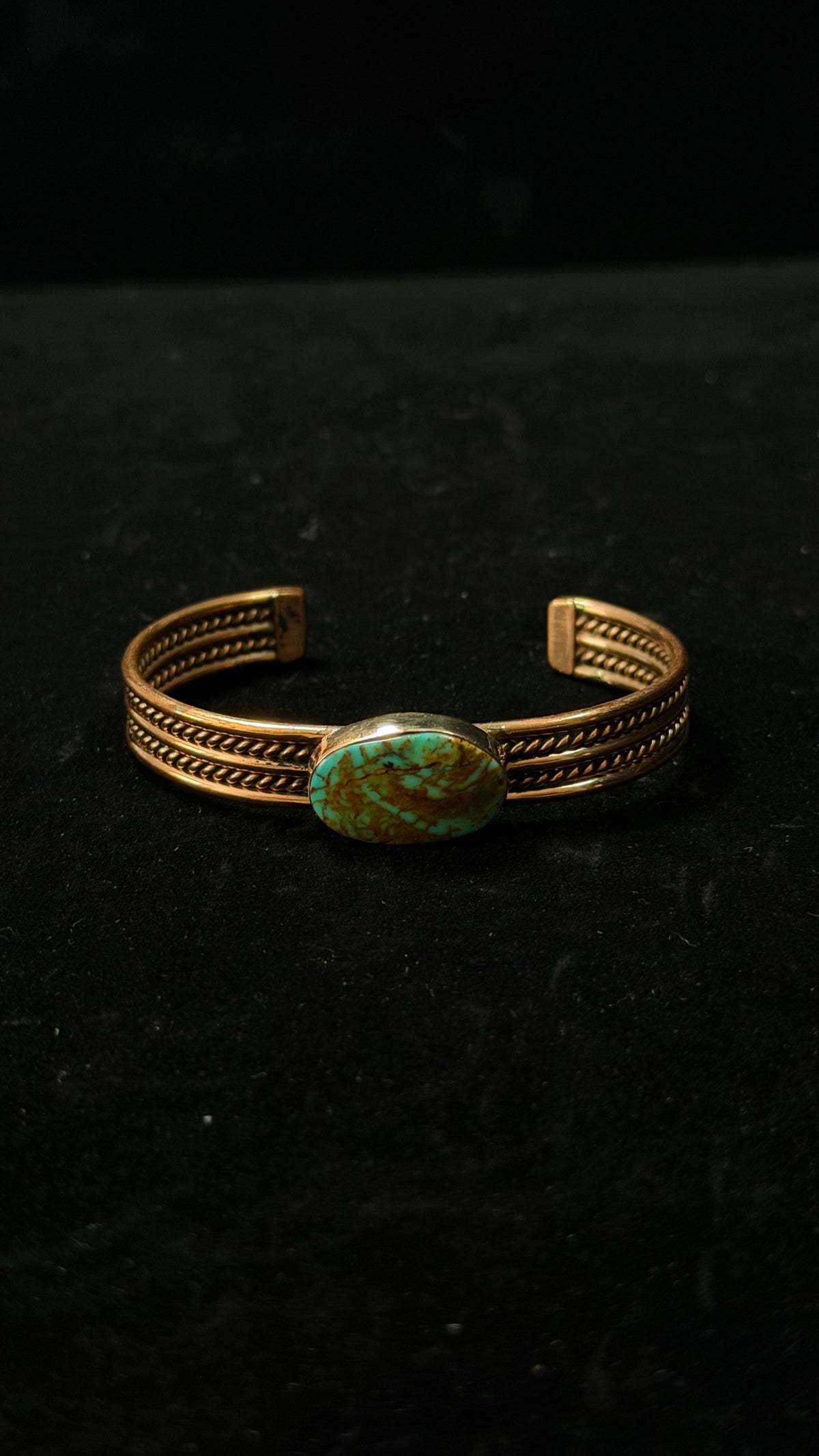 Navajo Made Kingman Turquoise & Copper Cuff Bracelet