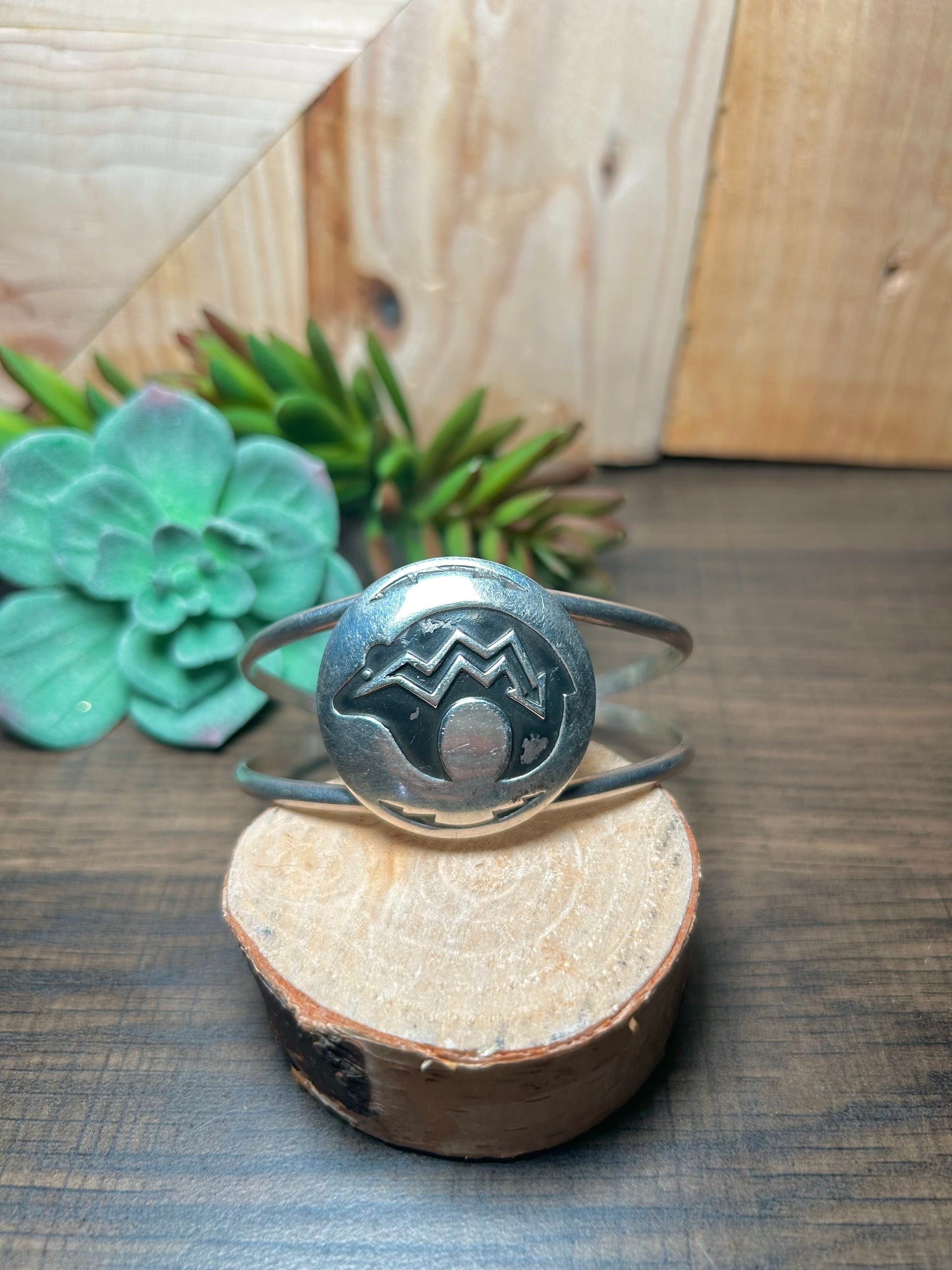 Vintage Navajo Made Sterling Silver Cuff Bracelet