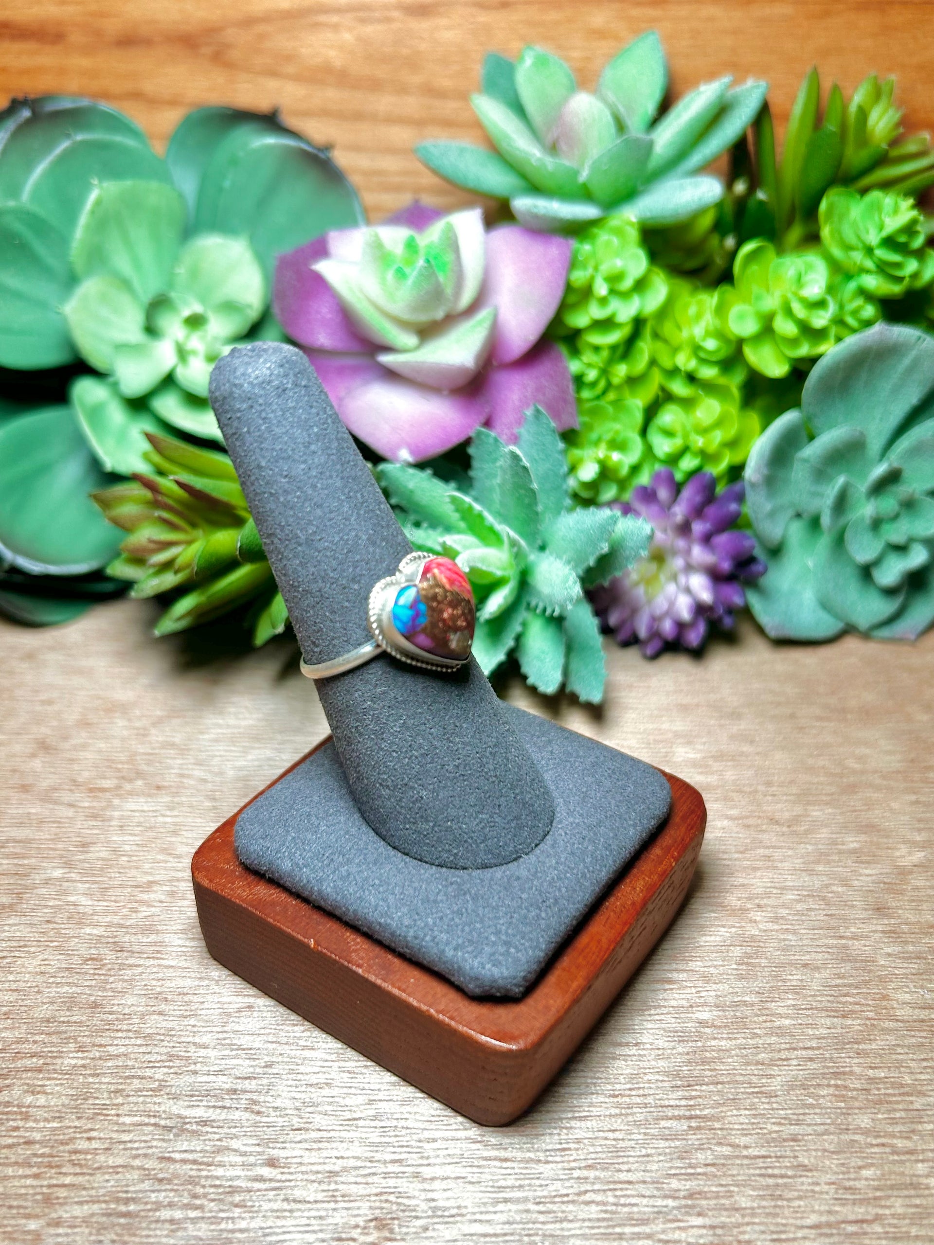 Navajo Made Mohave Turquoise & Sterling Silver Ring Size 7.75