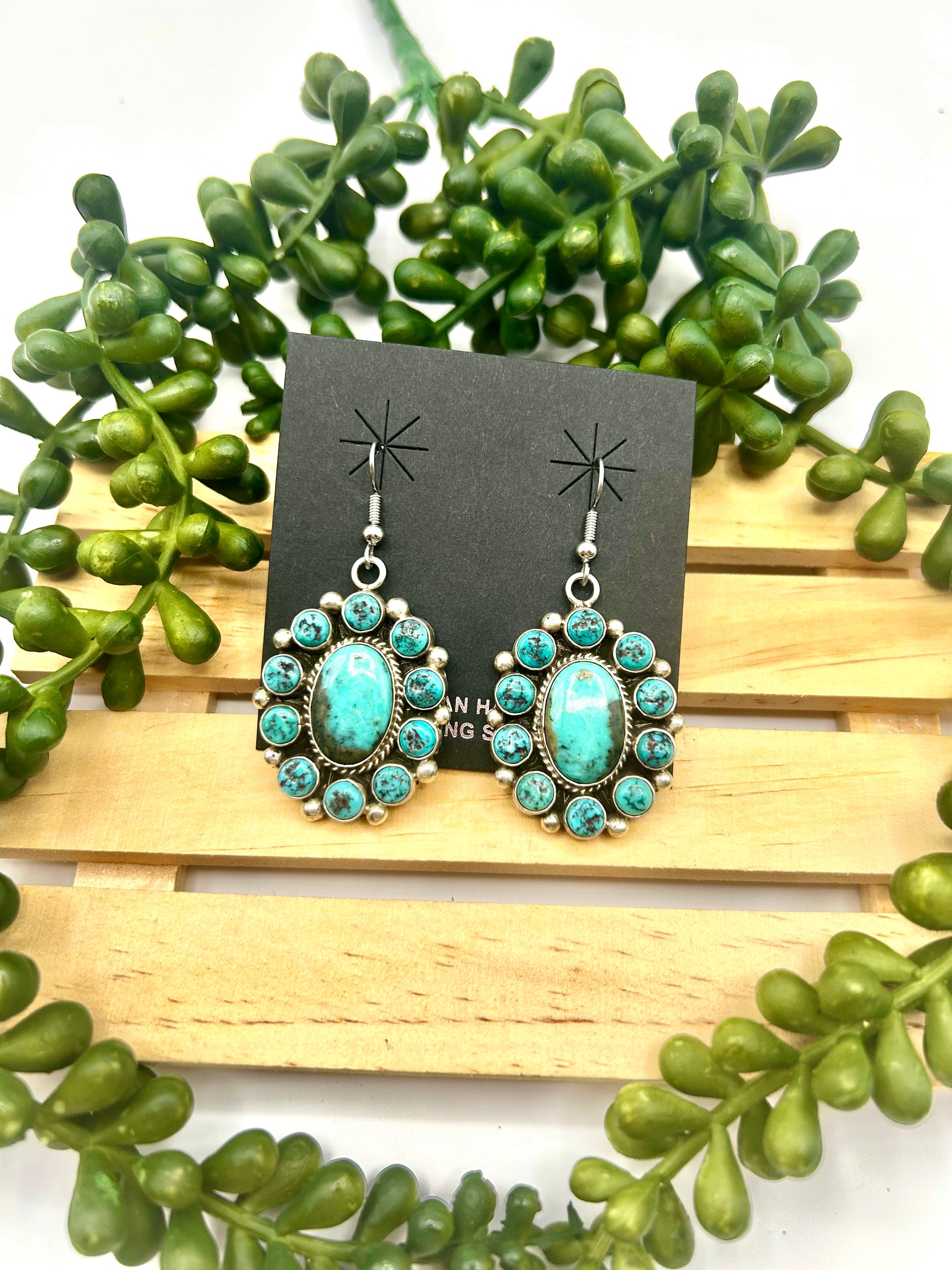 Zachariah David Kingman Turquoise & Sterling Silver Hook Earrings