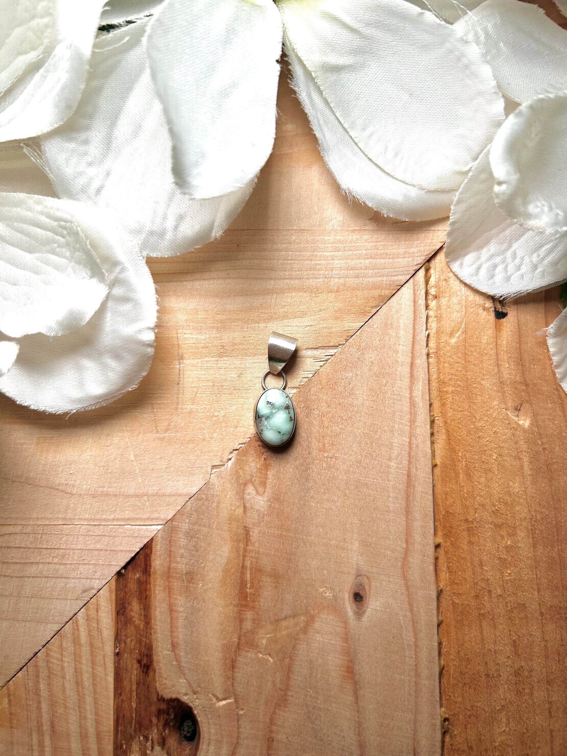 Navajo Made Palomino Variscite & Sterling Silver Pendant