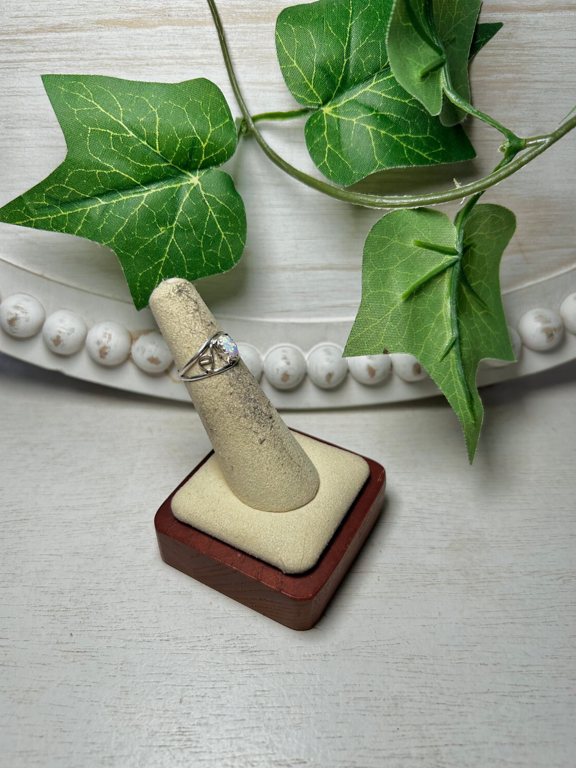 Navajo Made Opal & Sterling Silver Ring Size 4.5