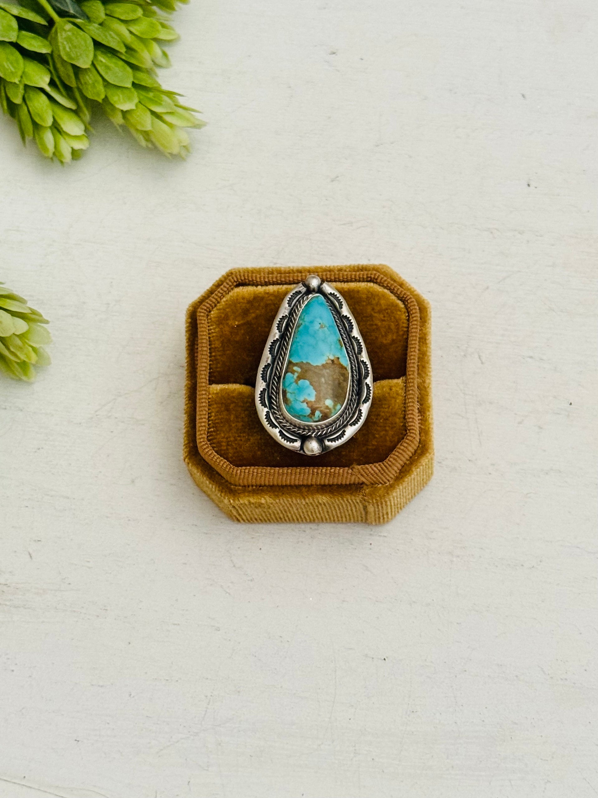 Navajo Number #8 Turquoise & Sterling Silver Ring Size 7