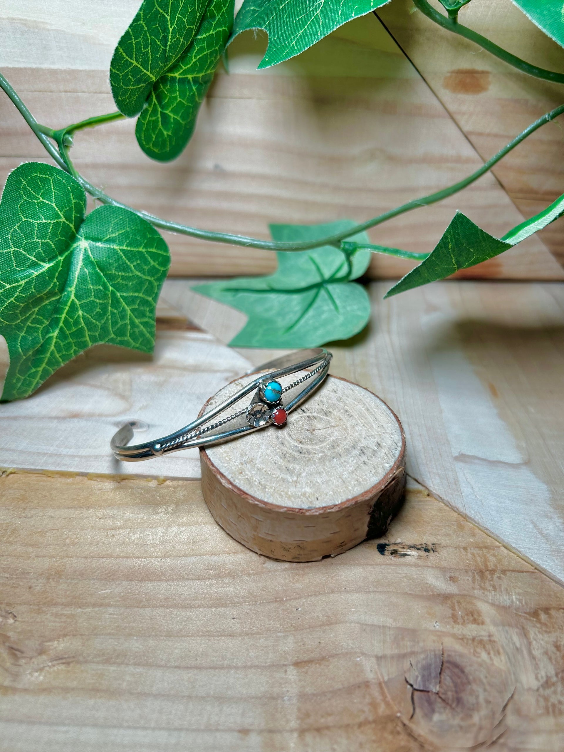 Navajo Made Multi Stone & Sterling Silver Cuff Bracelet