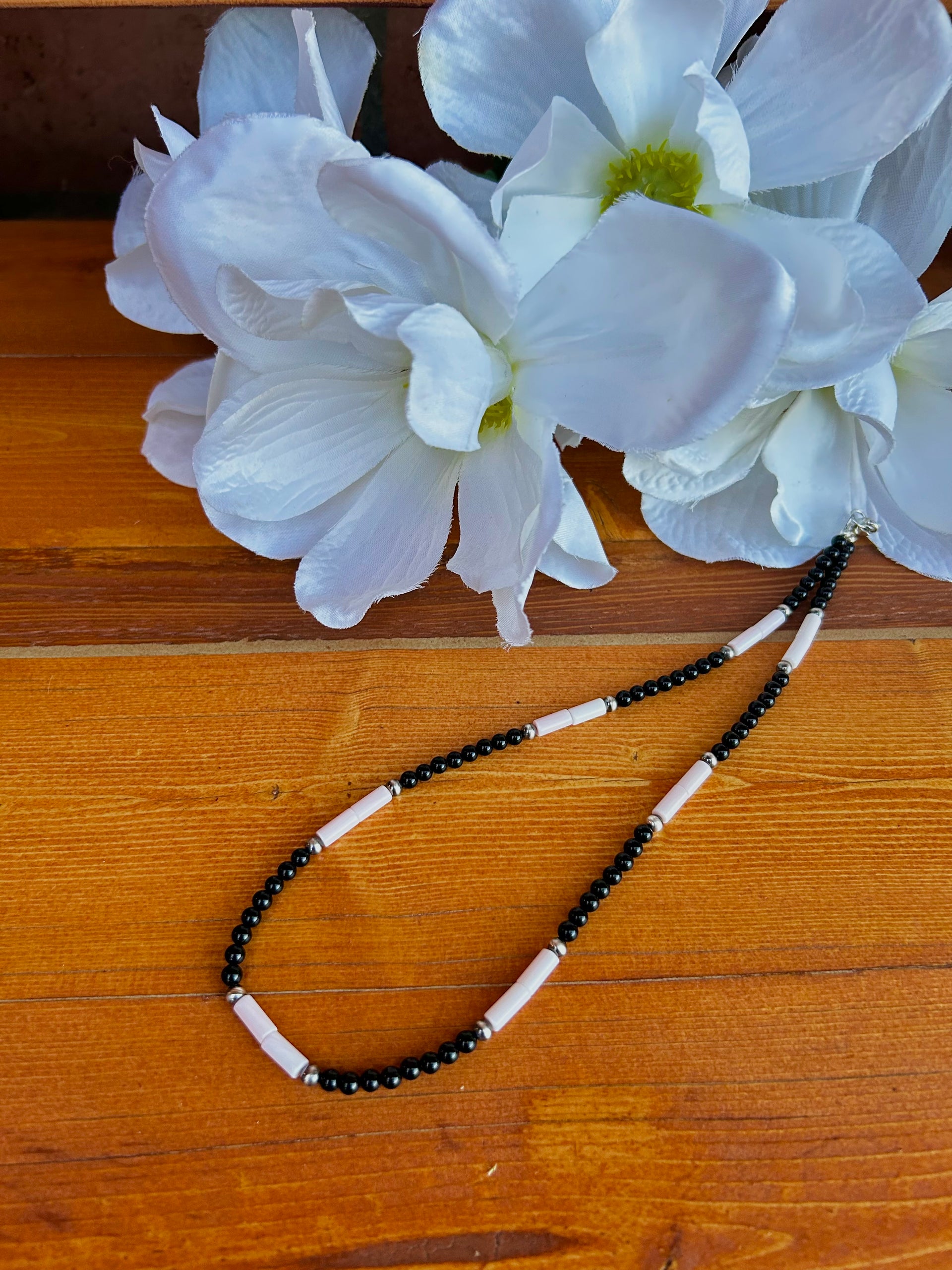 Navajo Strung Multi Stone & Sterling Silver Cluster Necklace