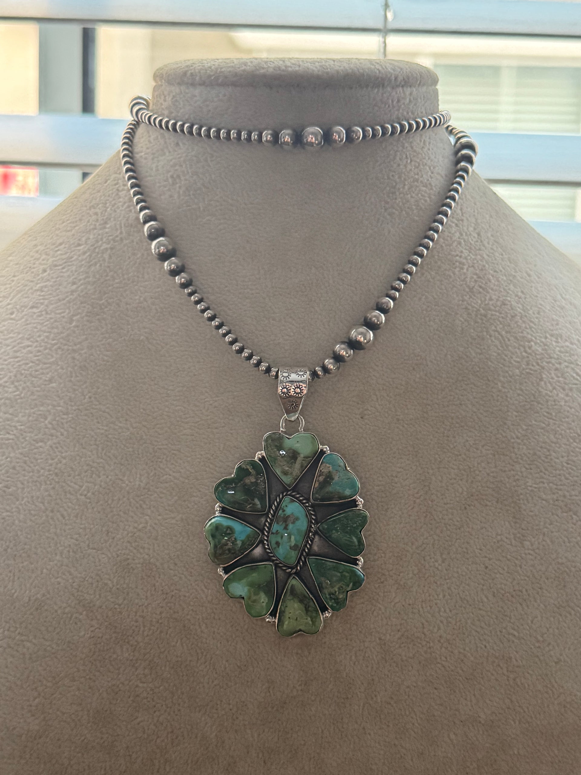 Southwest Handmade Sonoran Mountain Turquoise & Sterling Silver Pendant