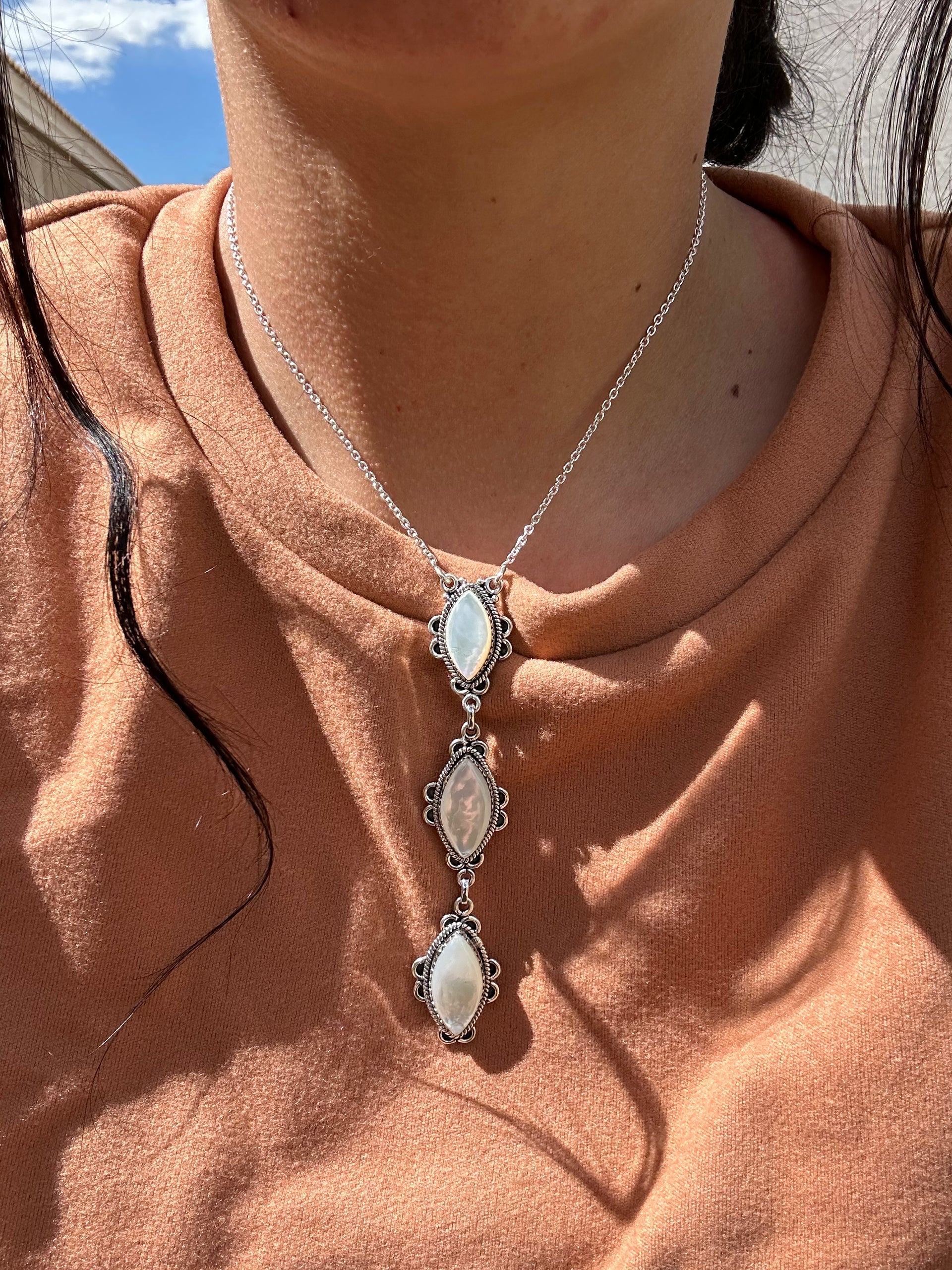 Southwest Handmade Mother of Pearl & Sterling Silver Necklace