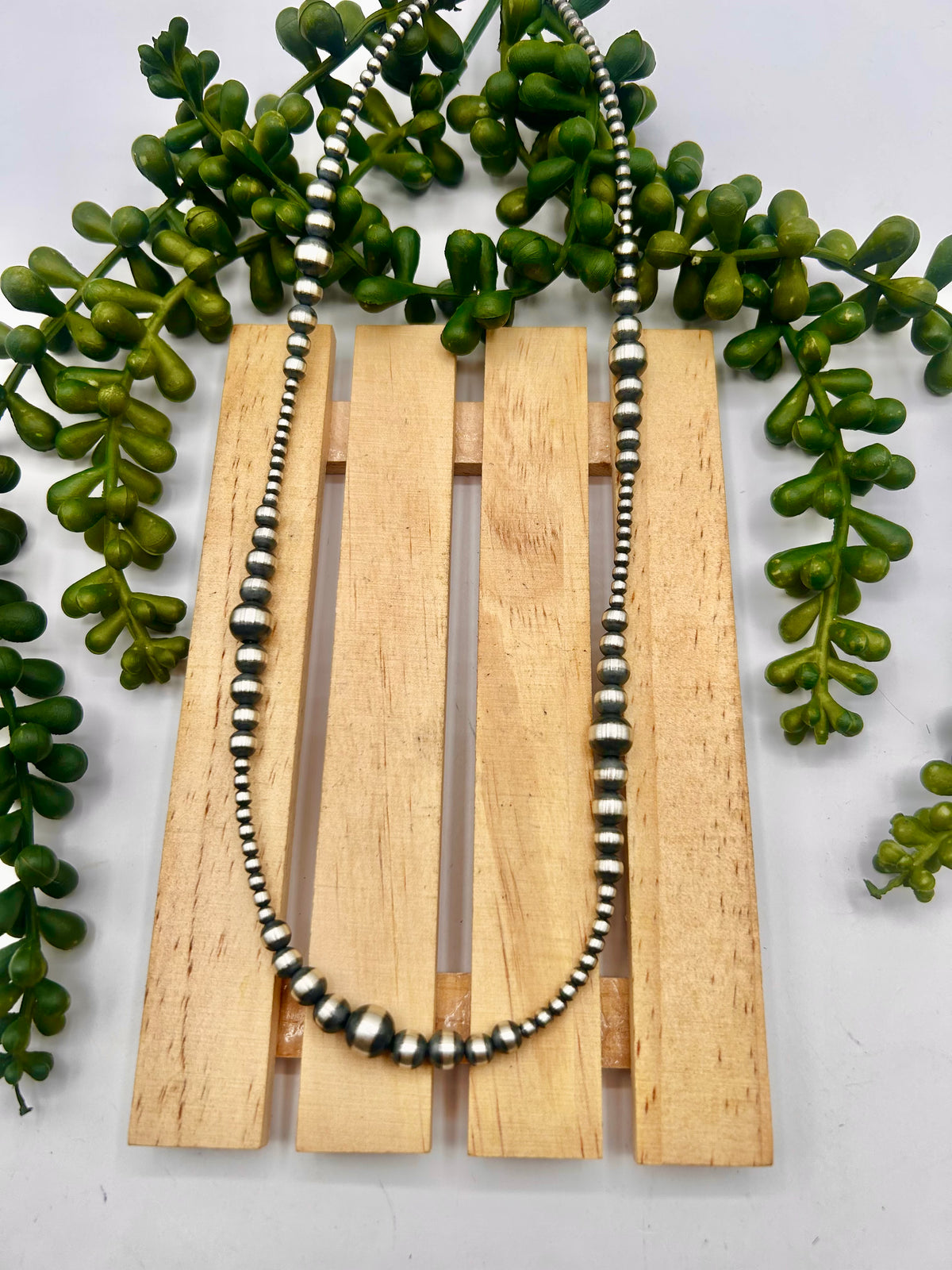 Navajo Made Strung Sterling Silver Necklace