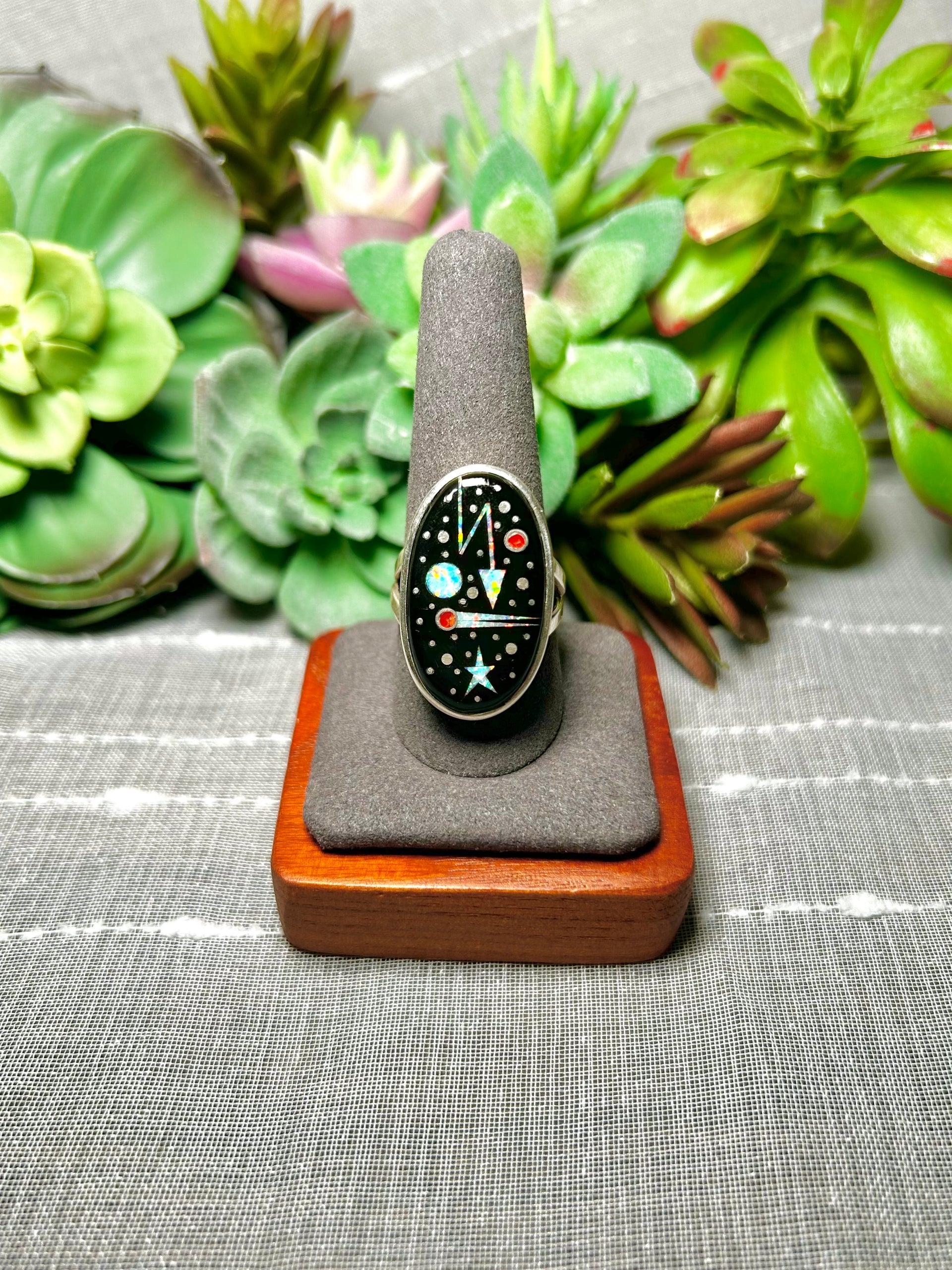 Matthew Jack Multi Stone & Sterling Silver Ring Size 10.75