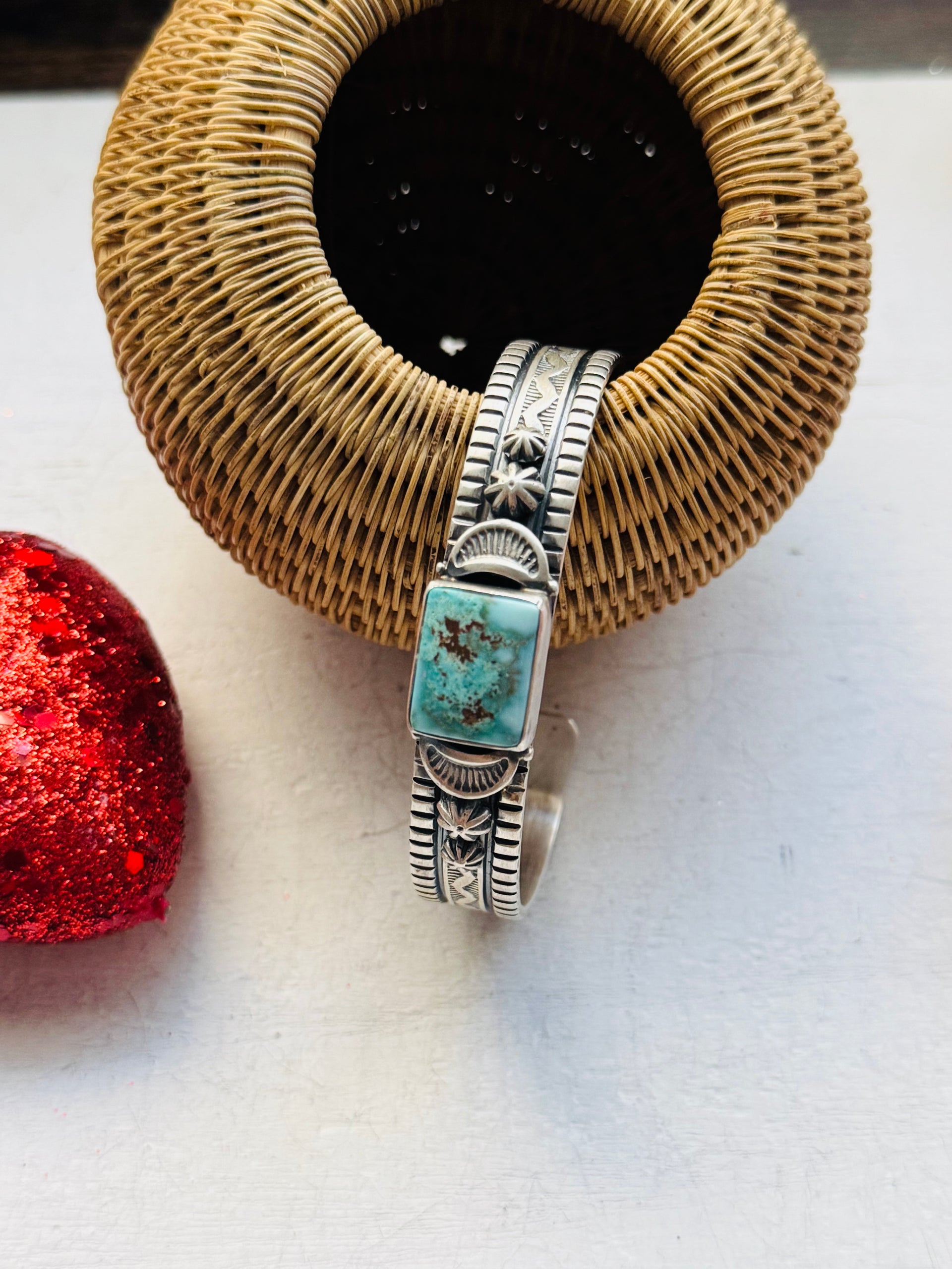 Francis Yazzie Dry Creek Turquoise & Sterling Silver Cuff Bracelet