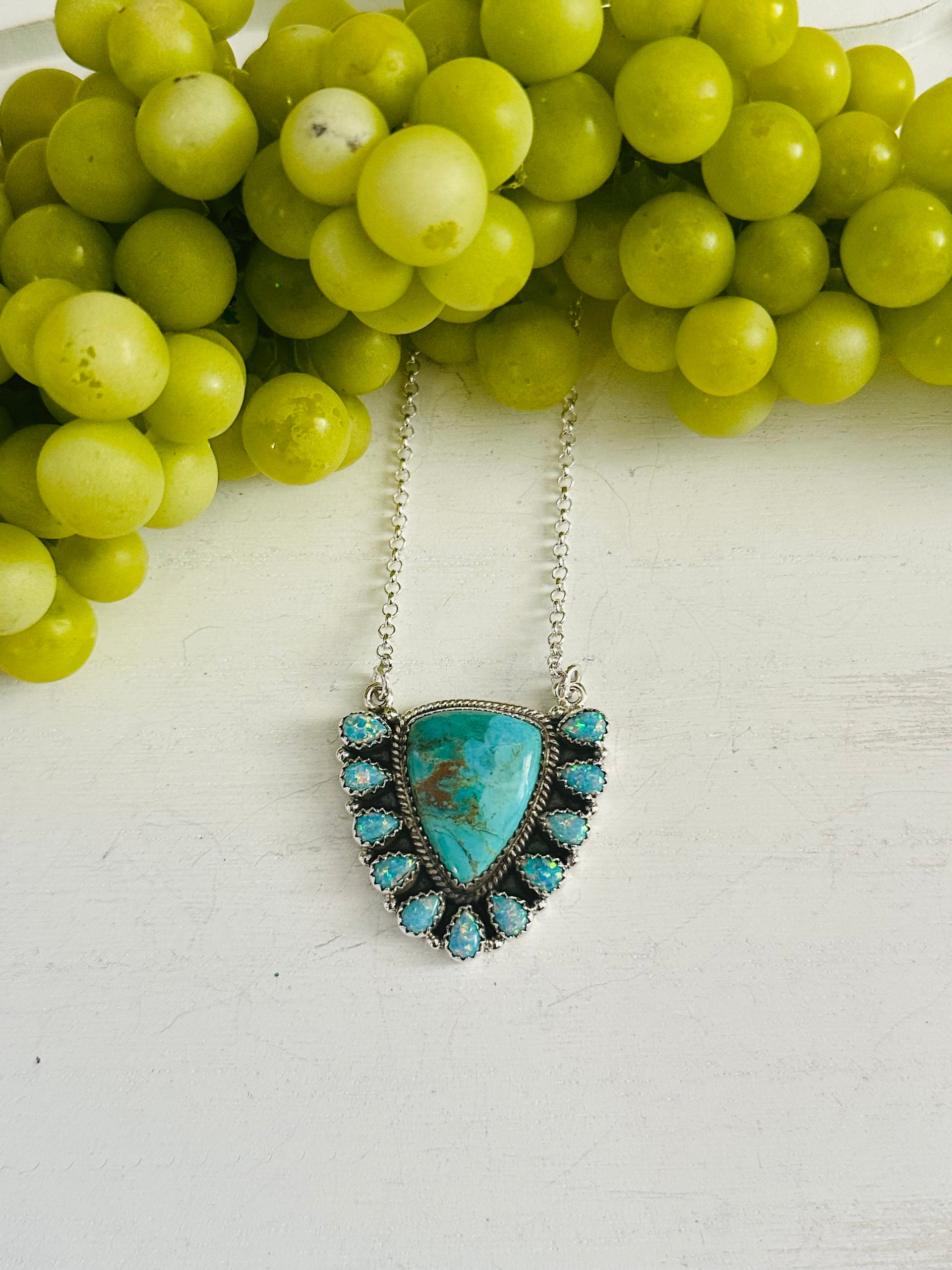 Southwest Handmade Multi Stone & Sterling Silver Cluster Necklace