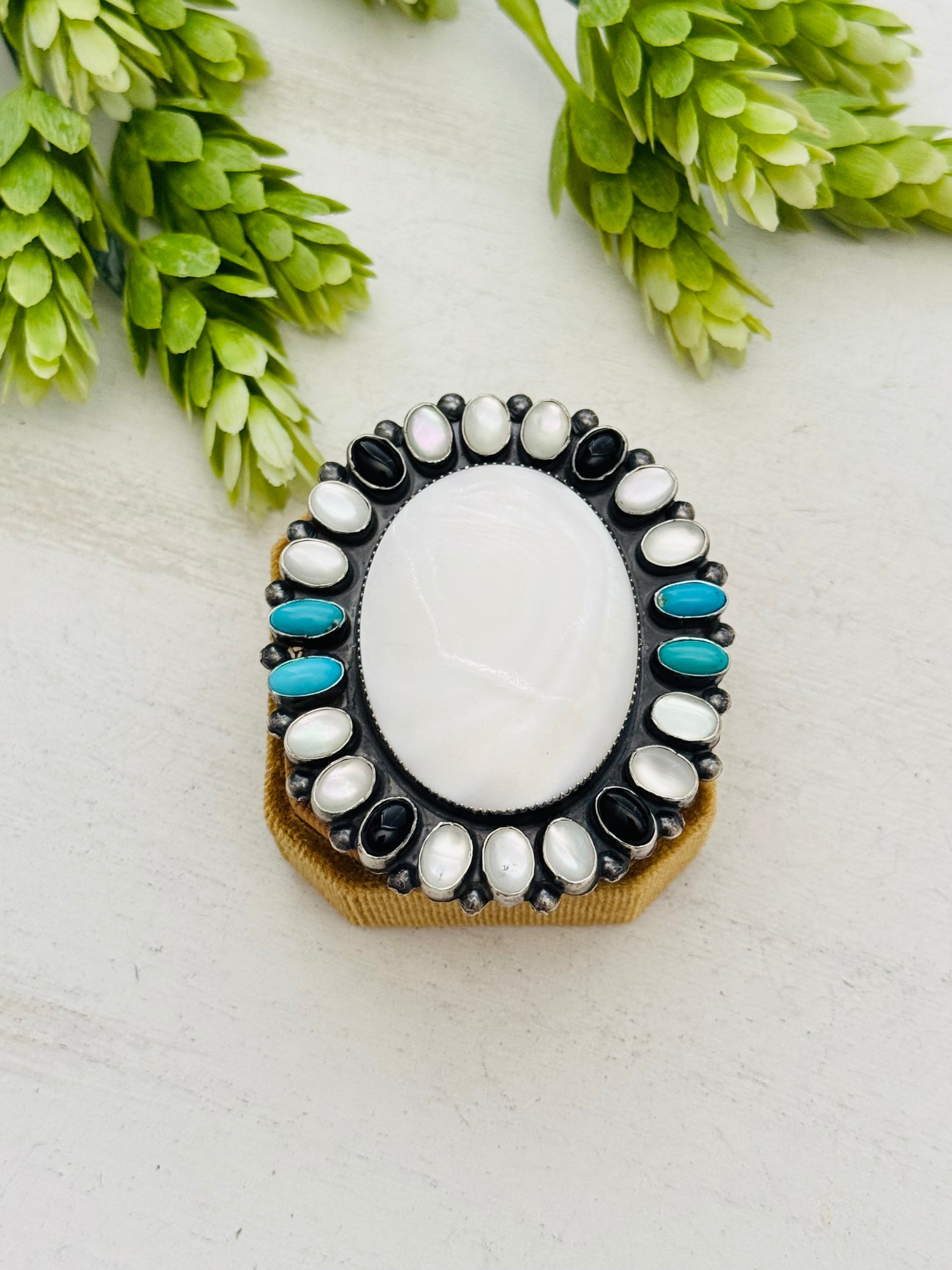 Jacqueline Silver Multi Stone & Sterling Silver Cluster Adjustable Ring