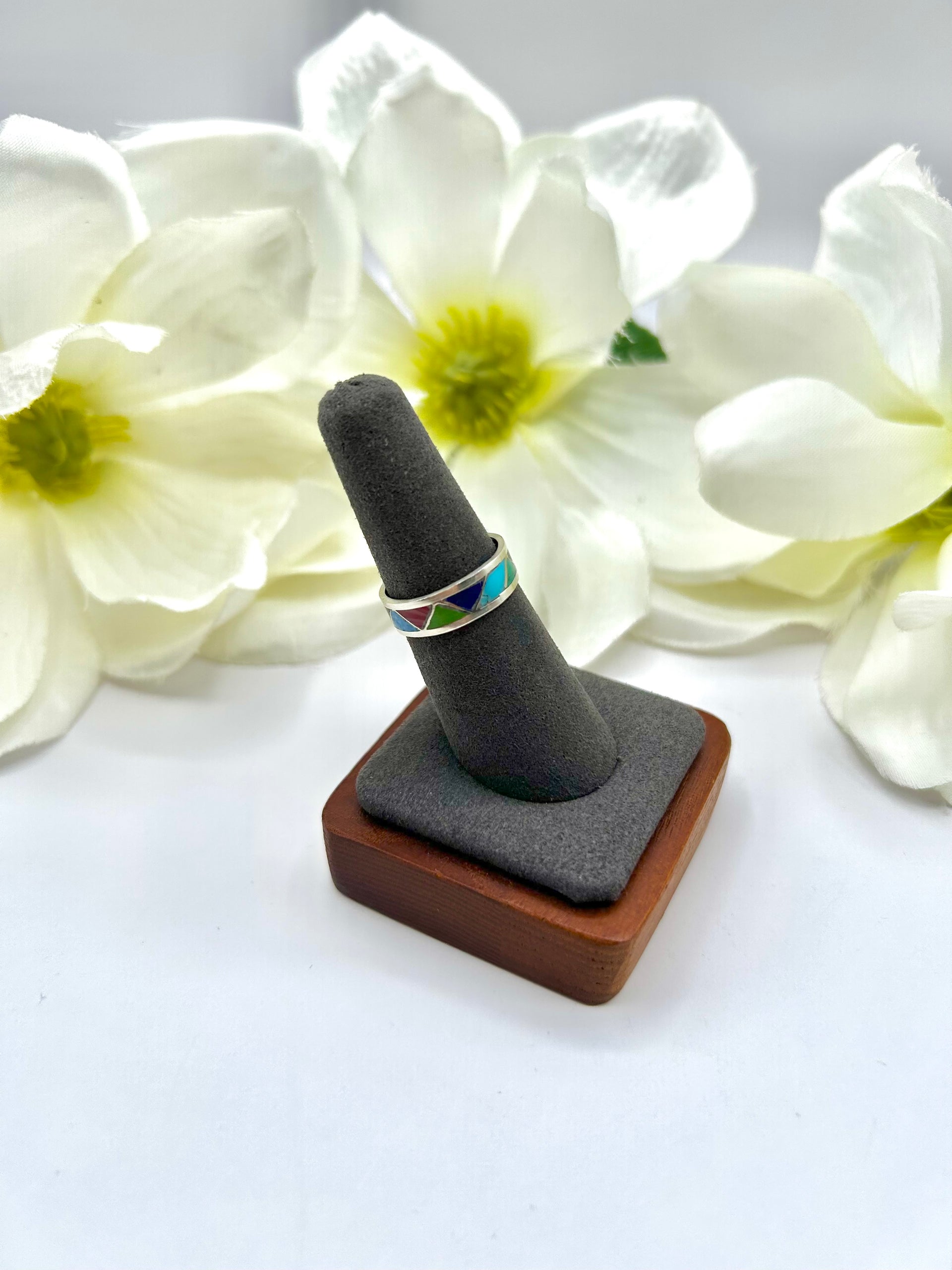 Navajo Made Multi Stone & Sterling Silver Ring
