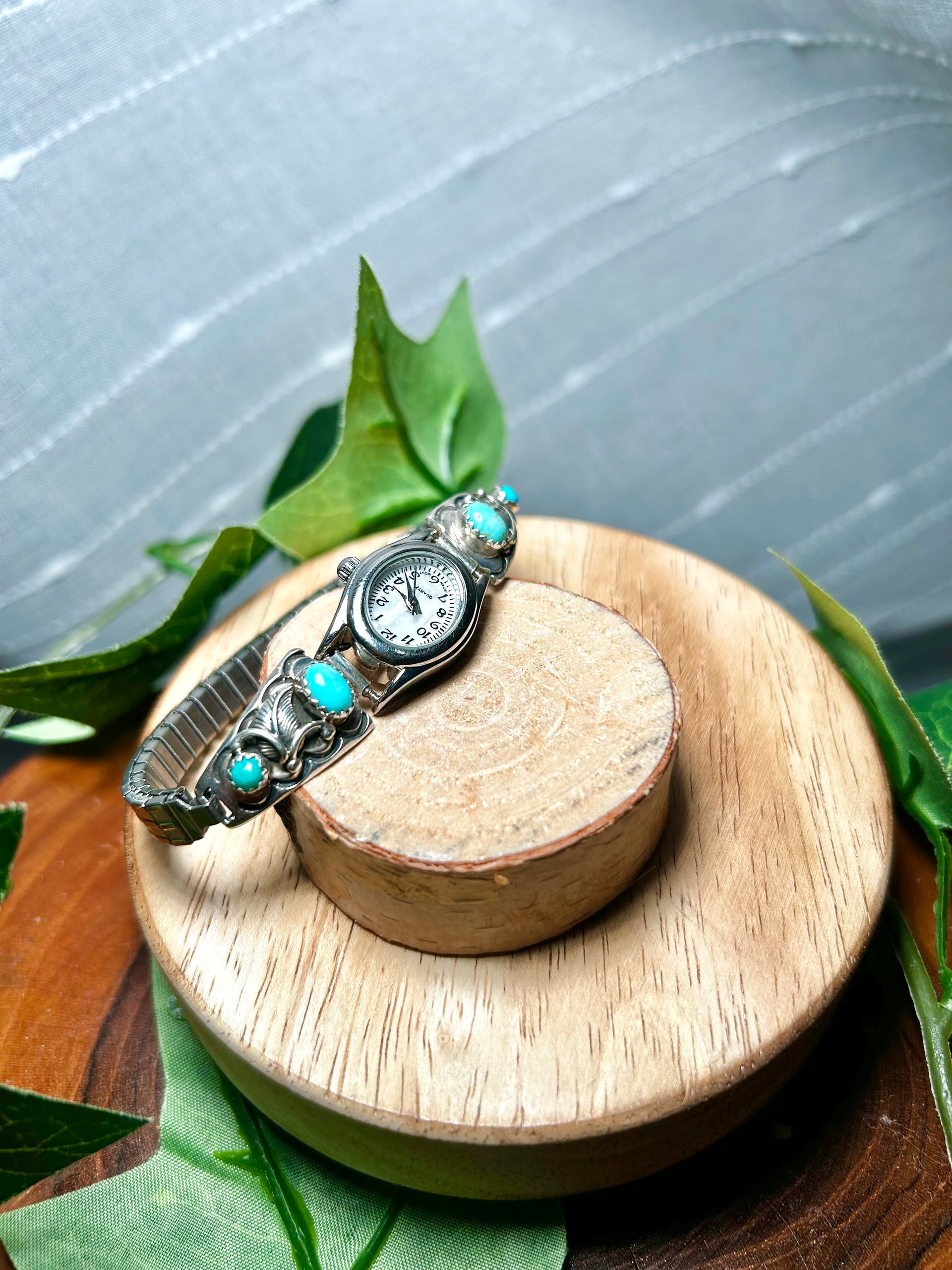 Navajo Made Kingman Turquoise & Sterling Silver Adjustable Watch