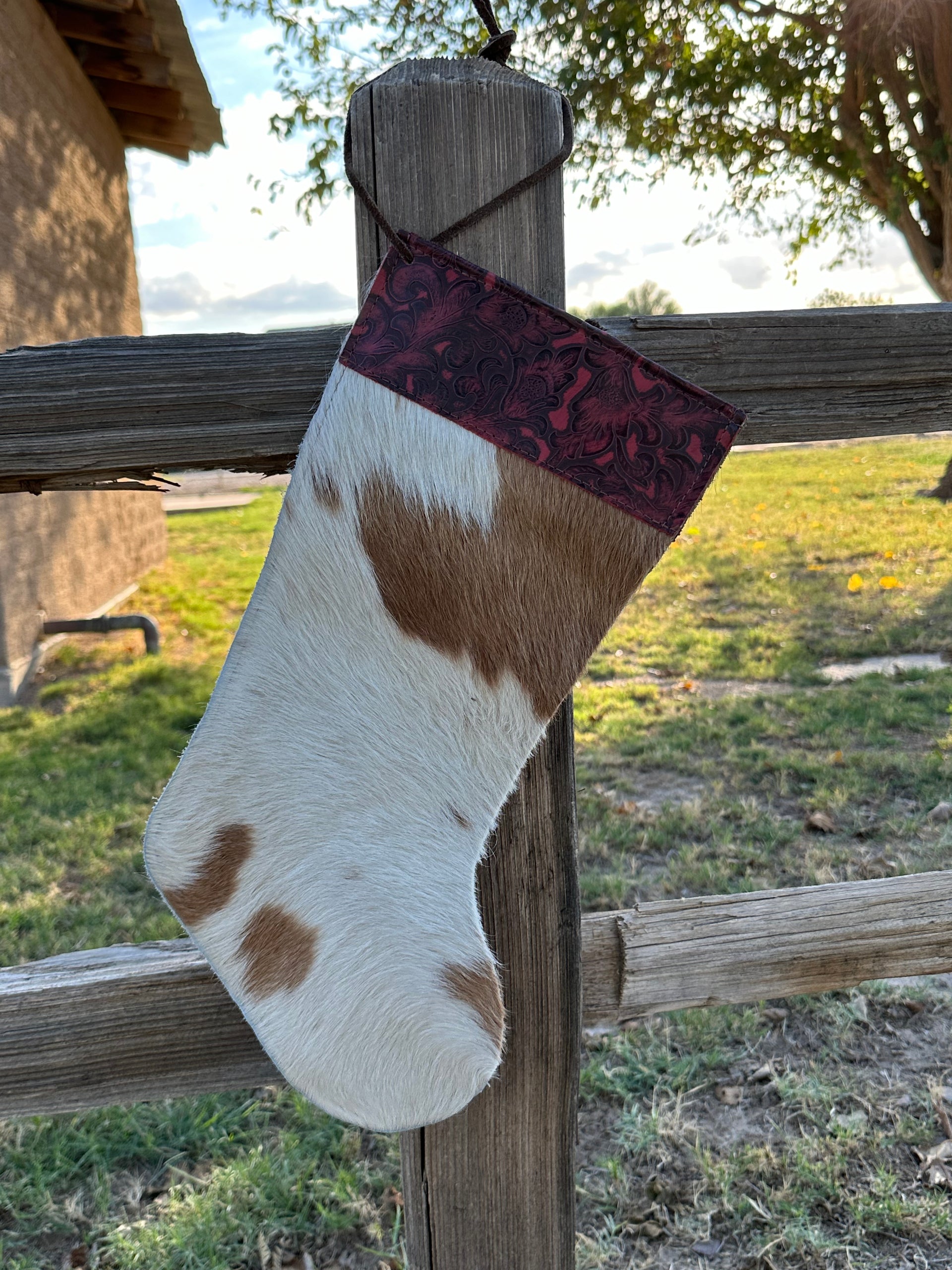 Genuine Tooled Leather Cowhide Stocking