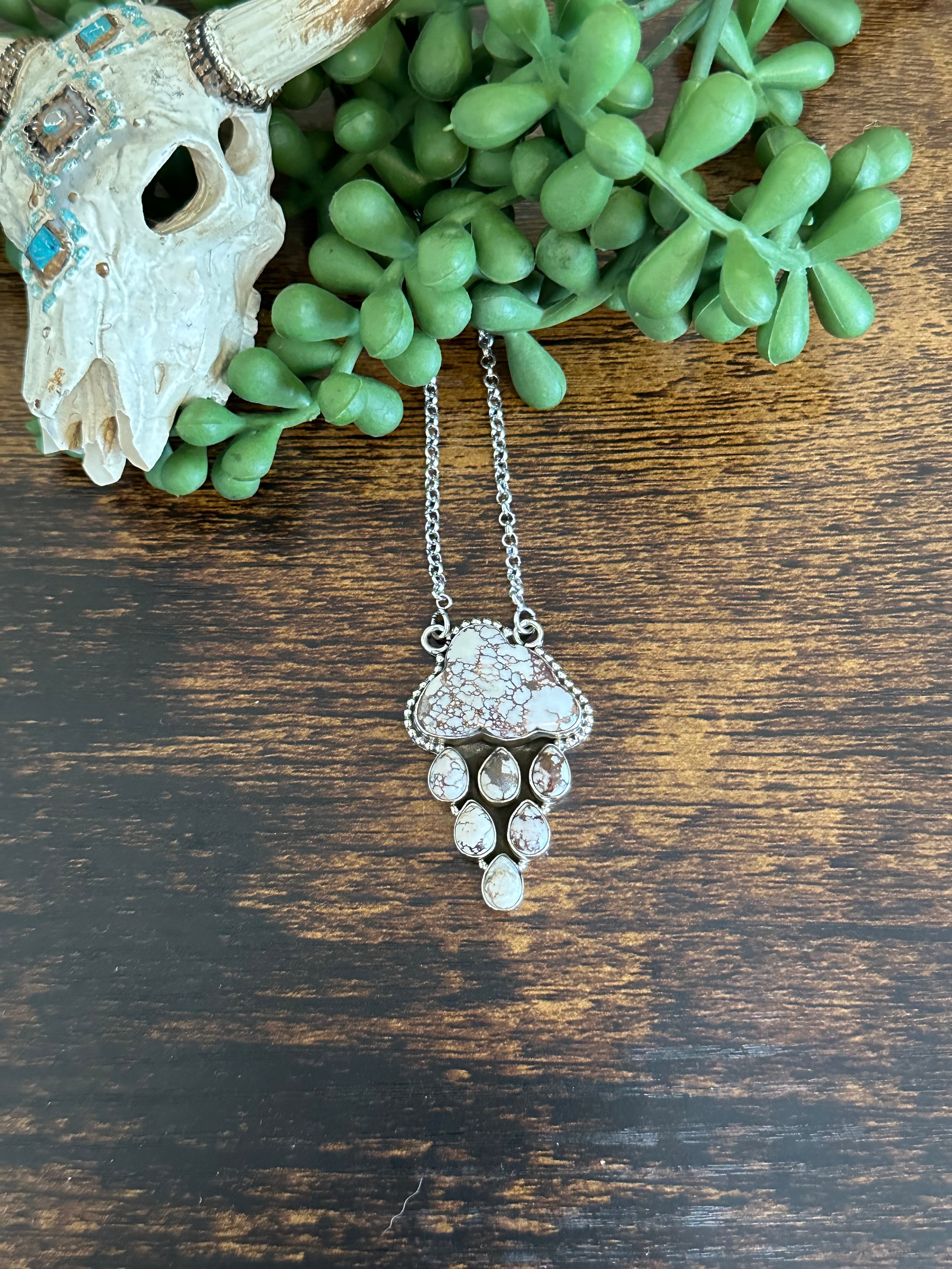 Southwest Handmade Multi Stone & Sterling Silver Rain Cloud Necklace