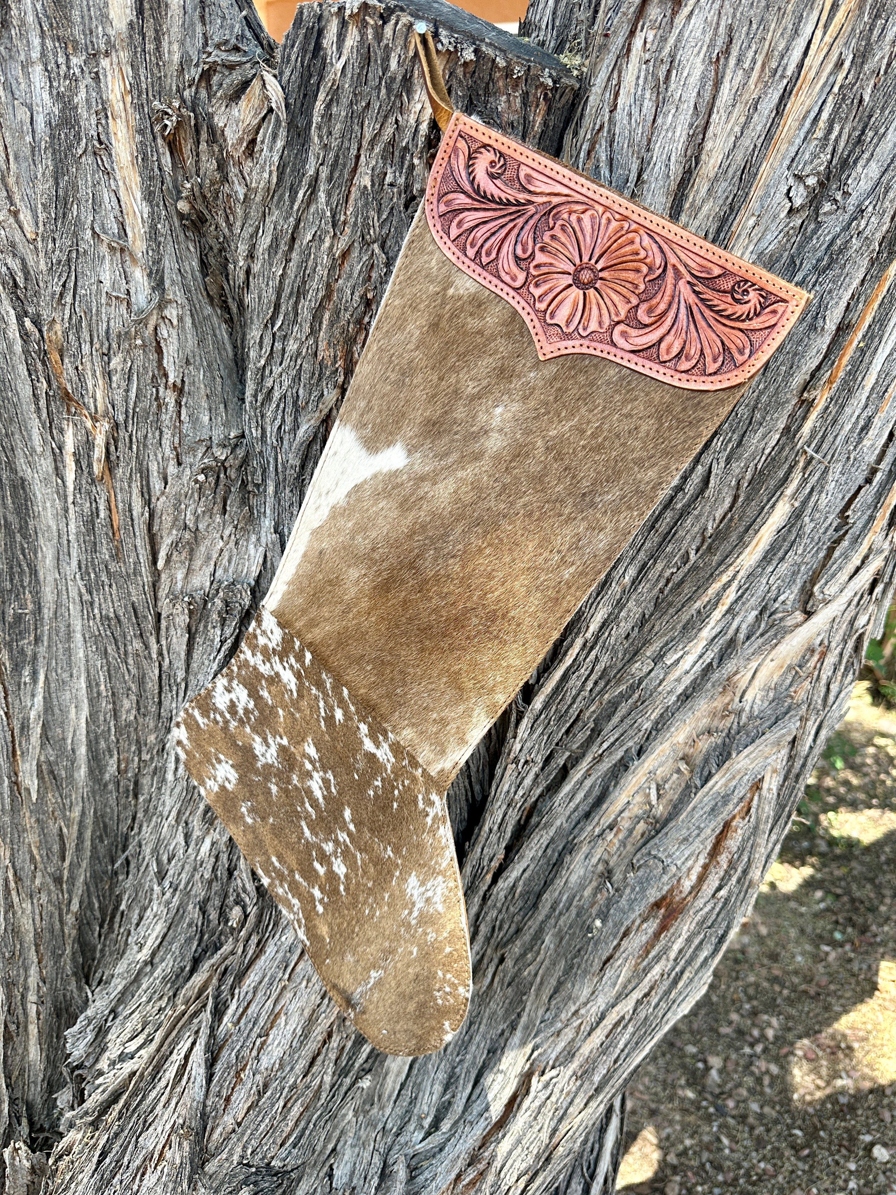 Genuine Tooled Leather Cowhide Stocking