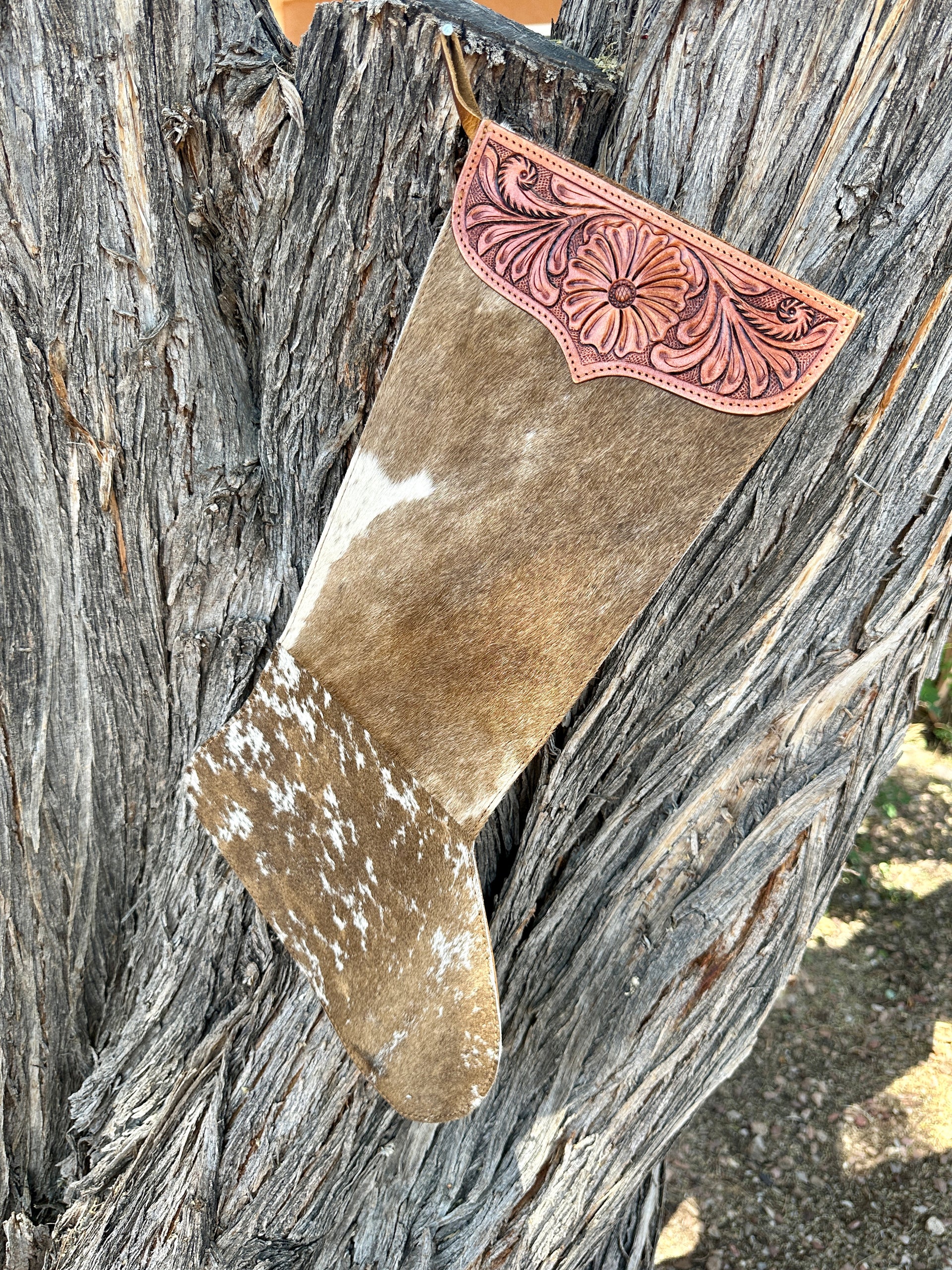 Genuine Tooled Leather Cowhide Stocking