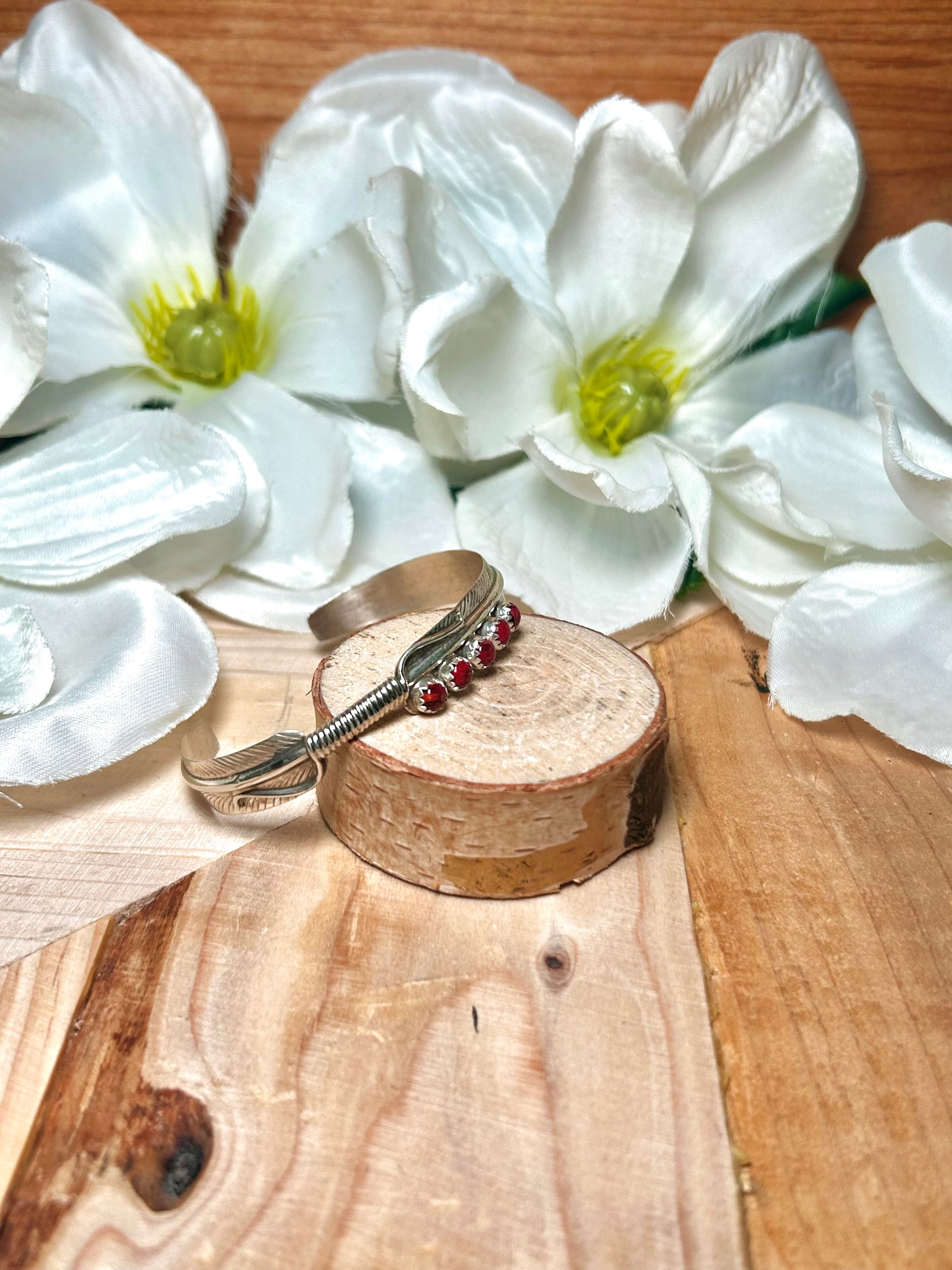 Aaron Davis Spiny Oyster & Sterling Silver Cuff Bracelet