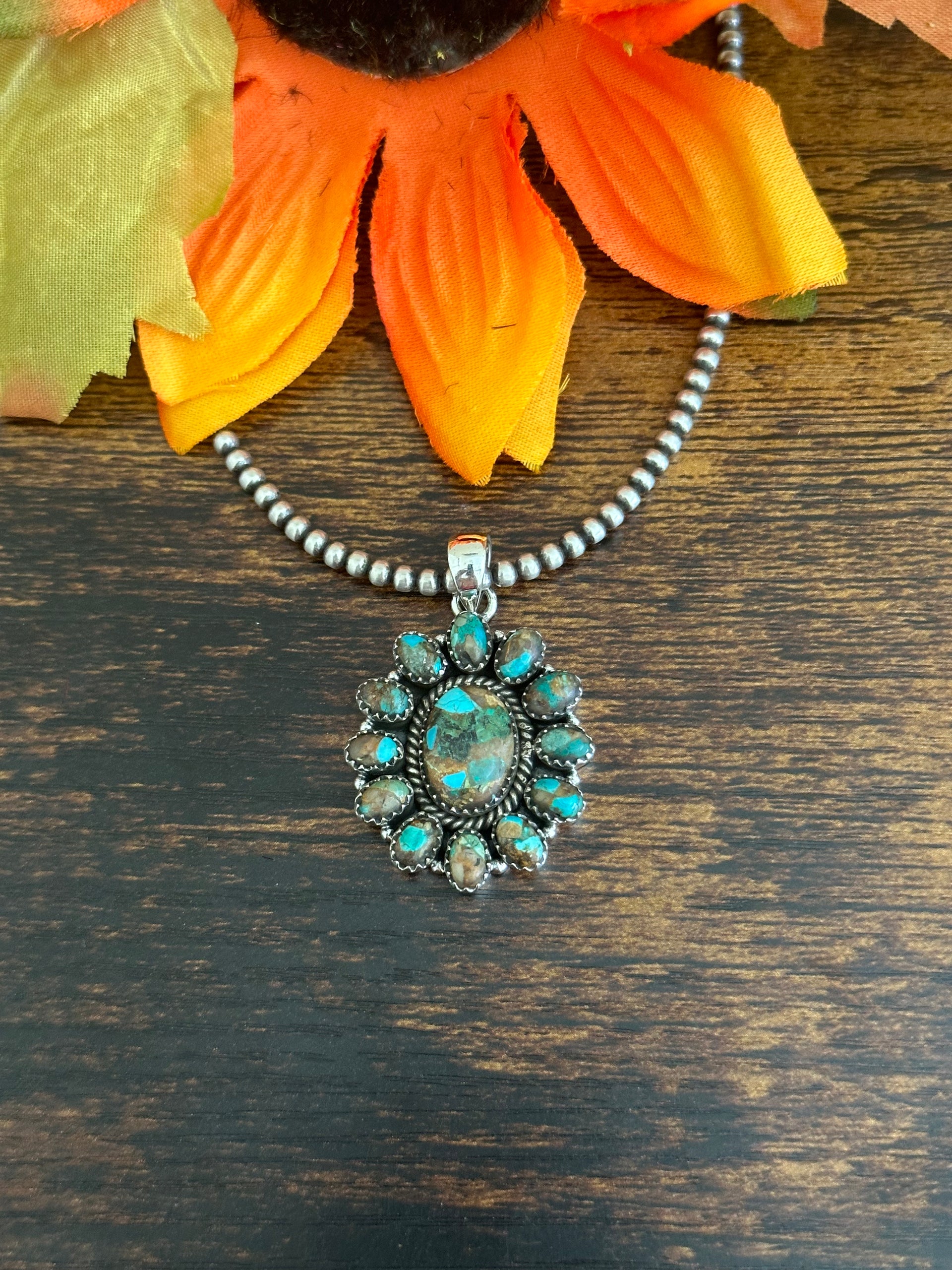 Southwest Handmade Sterling Silver Cluster Pendant