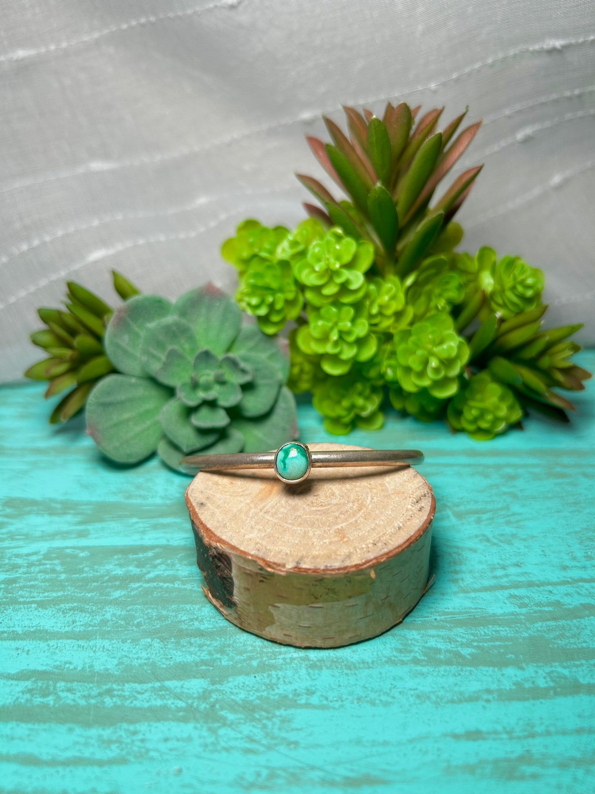 Navajo Made Sonoran Gold Turquoise & Sterling Silver Cuff Bracelet