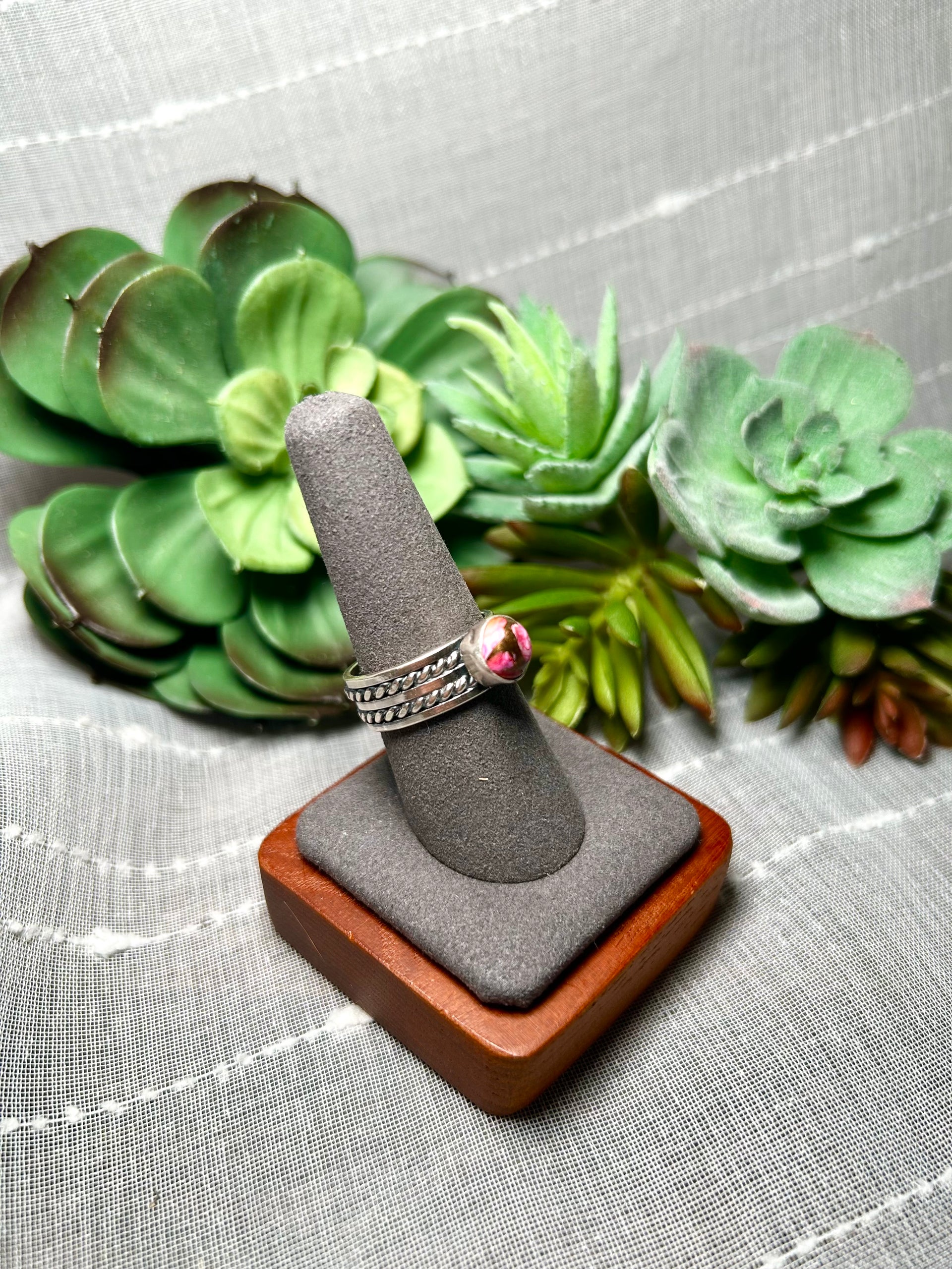 Navajo Made Mohave Turquoise & Sterling Silver Ring Size 8.75