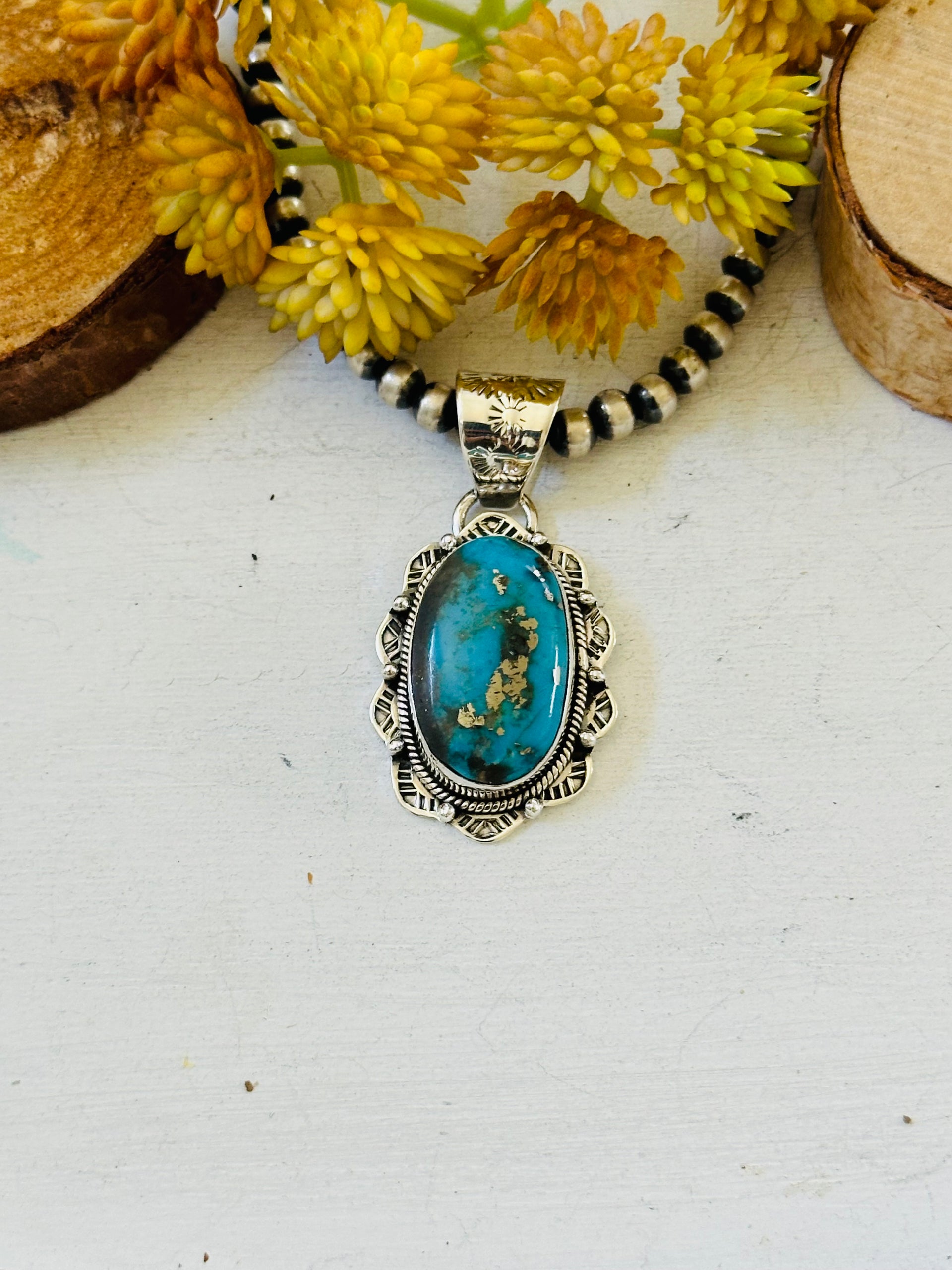 Southwest Handmade Blue Ridge Turquoise & Sterling Silver Pendant