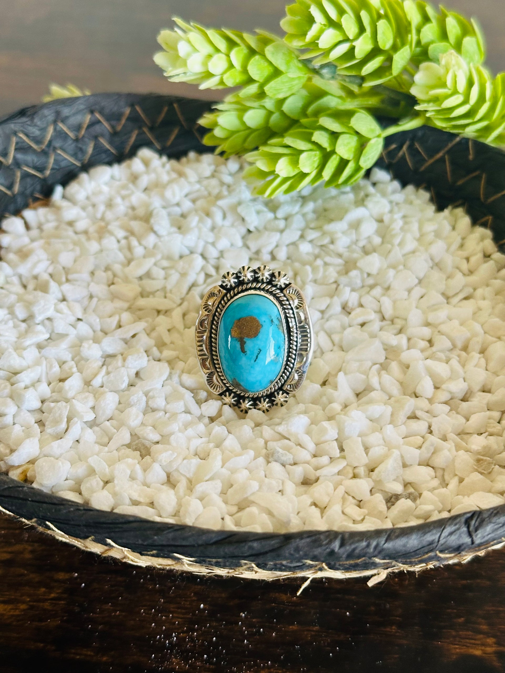 TTD Blue Ridge Turquoise & Sterling Silver Adjustable Ring