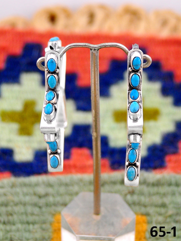 Southwest Handmade Star Blue Kingman Turquoise & Sterling Silver Post Earrings