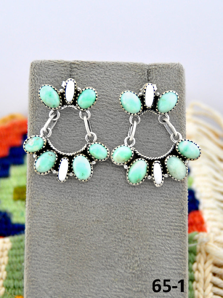 Southwest Made Paloma with White Buffalo & Sterling Silver Post Earrings