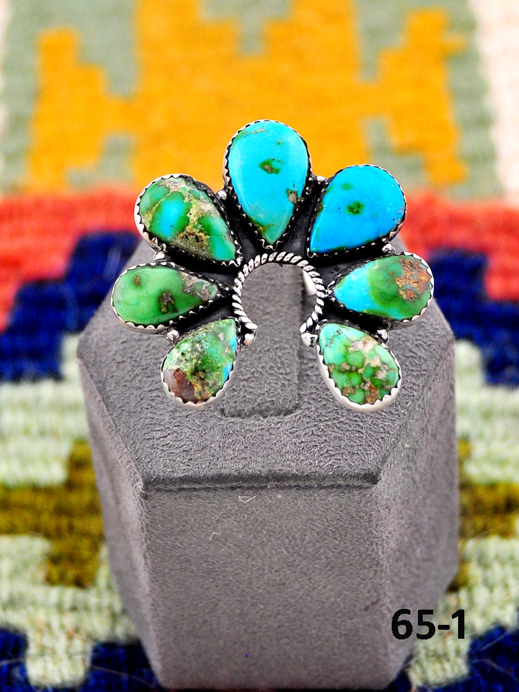 Southwest Handmade Sonoran Mountain Turquoise & Sterling Silver Adjustable Ring