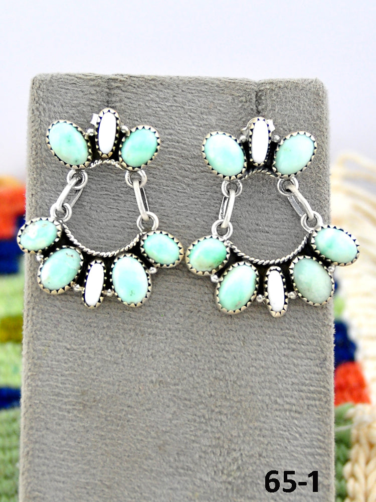 Southwest Made Paloma with White Buffalo & Sterling Silver Post Earrings