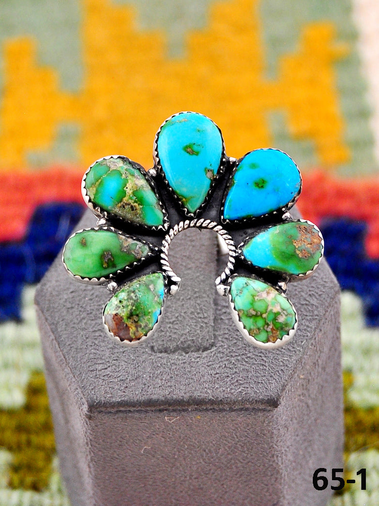 Southwest Handmade Sonoran Mountain Turquoise & Sterling Silver Adjustable Ring