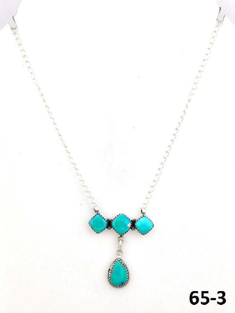 Southwest Made Campitos Turquoise & Sterling Silver Necklace 65-3