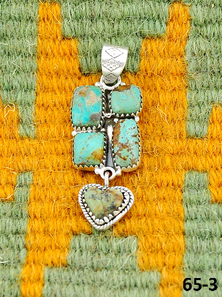 Southwest Made Cripple Creek Turquoise & Sterling Silver Pendant