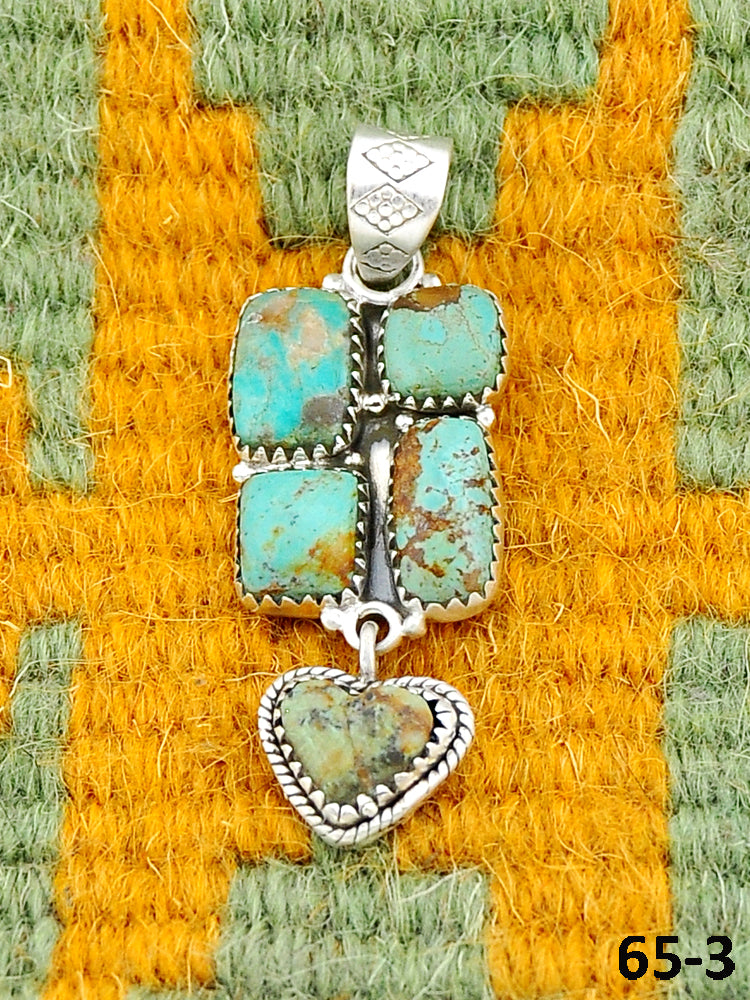Southwest Made Cripple Creek Turquoise & Sterling Silver Pendant