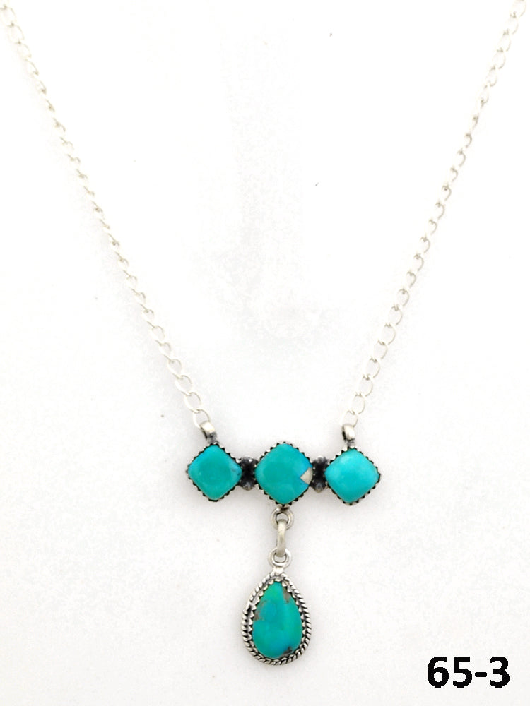Southwest Made Campitos Turquoise & Sterling Silver Necklace 65-3