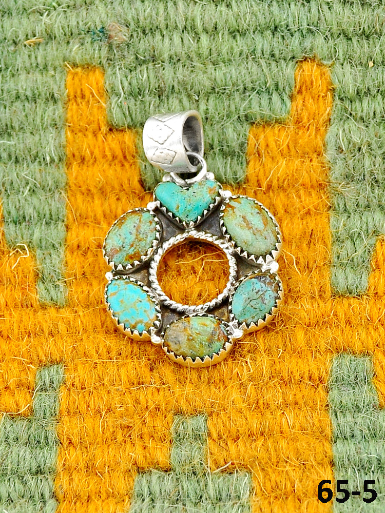 Southwest Made Cripple Creek Turquoise & Sterling Silver Pendant